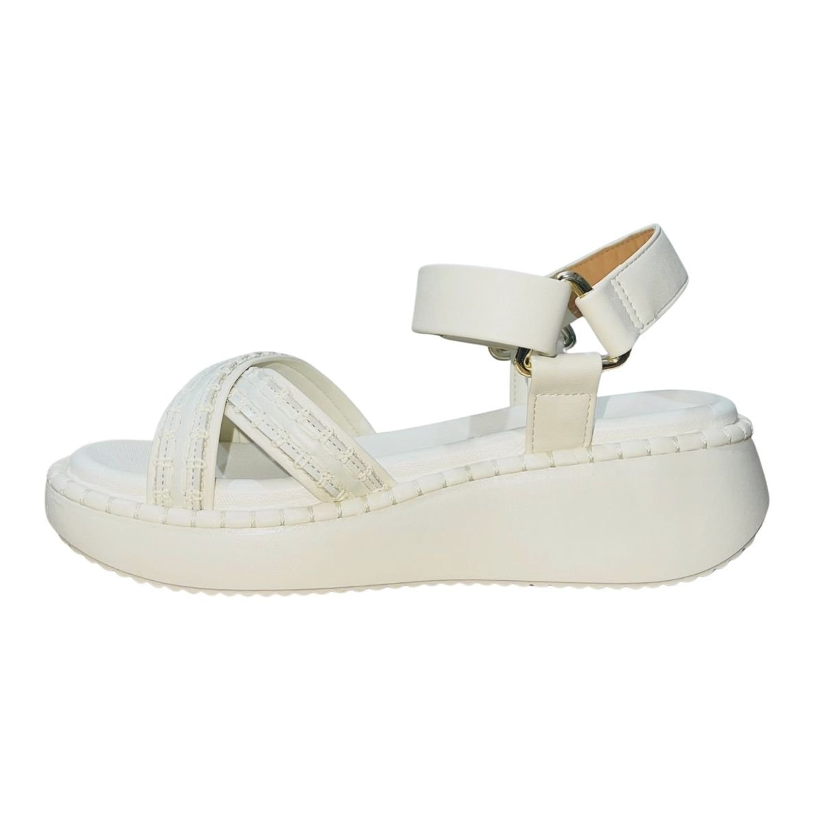 Sandália Papete Flatform Feminino Vizzano 6519.102 Branco Branco 4