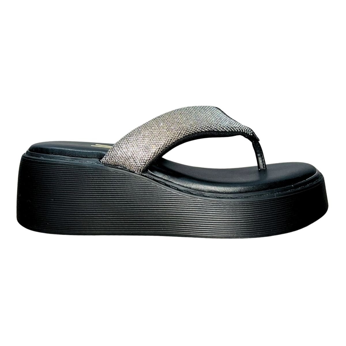 Tamanco Plataforma de Dedo com Pedrarias Feminino Vizzano 6525.104 Preto