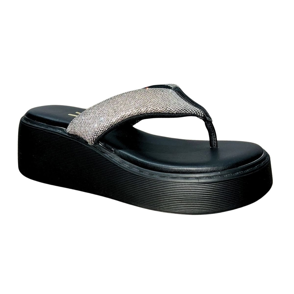 Tamanco Plataforma de Dedo com Pedrarias Feminino Vizzano 6525.104 Preto Preto 2