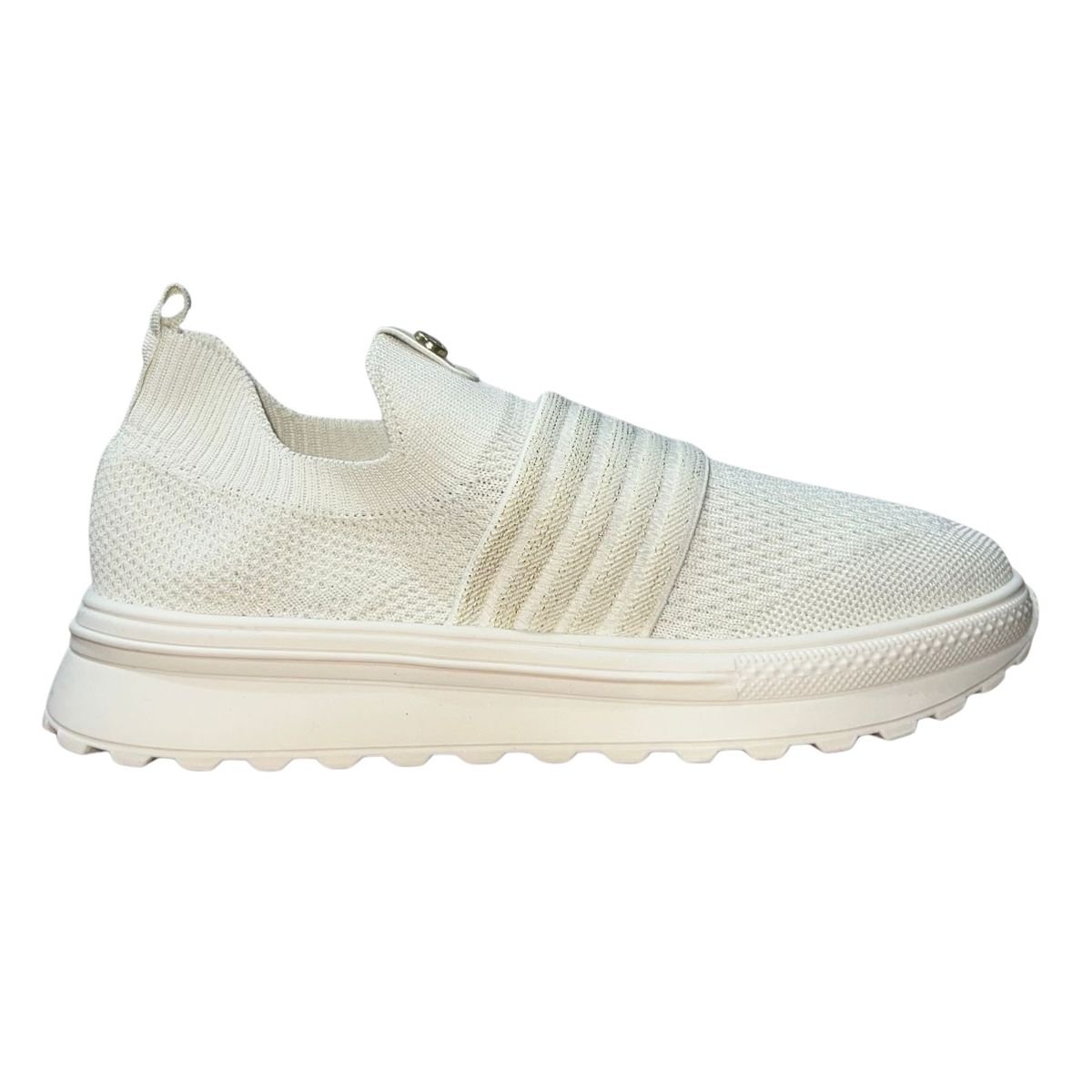 Tênis Slip On Casual Esportivo de Malha Feminno Moleca 5809.108 Branco