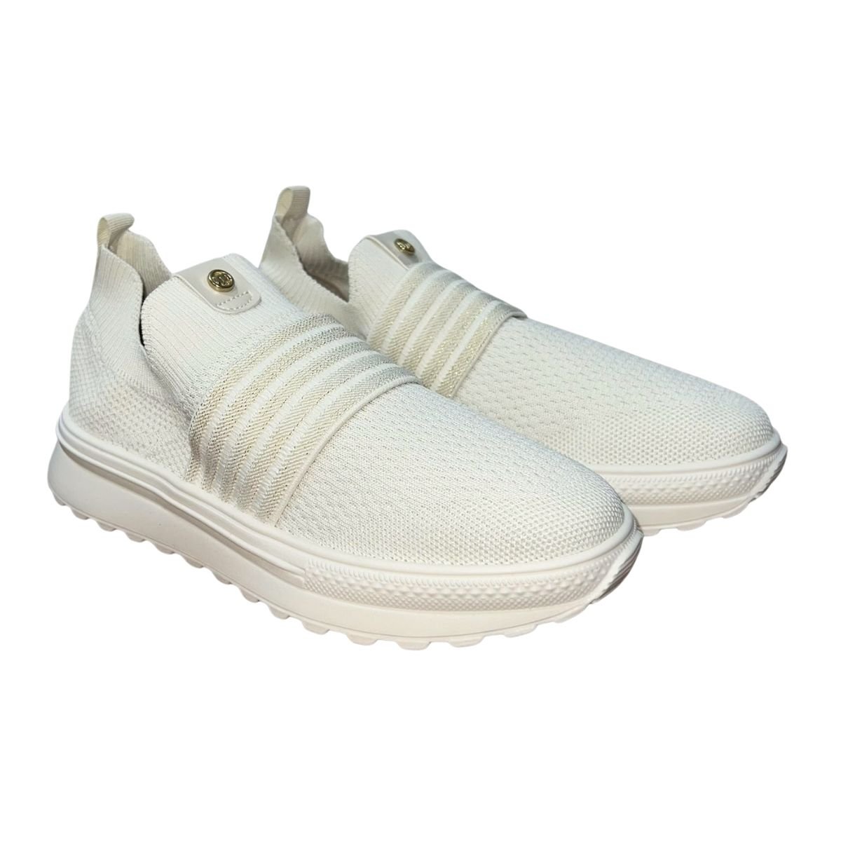 Tênis Slip On Casual Esportivo de Malha Feminno Moleca 5809.108 Branco Branco 2