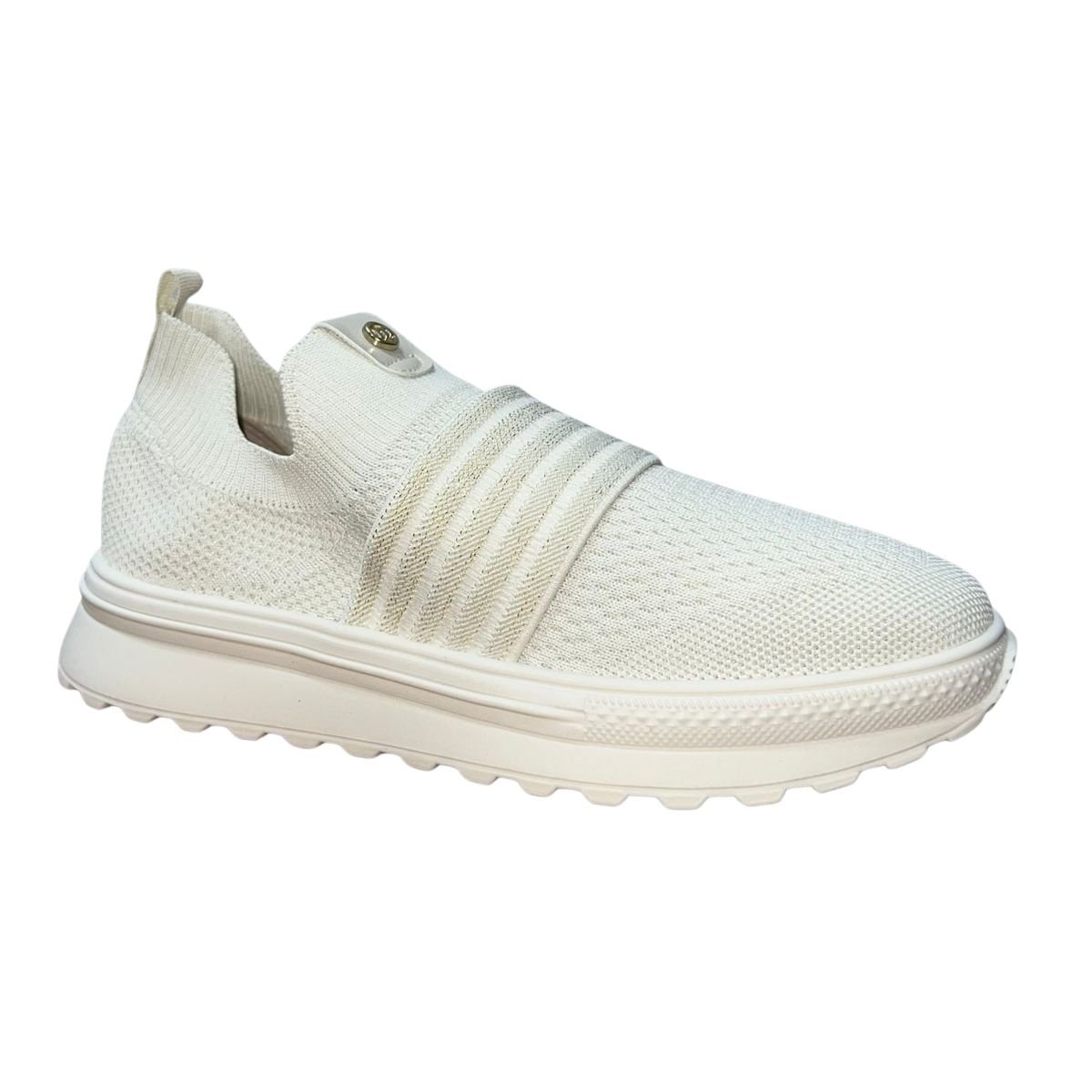 Tênis Slip On Casual Esportivo de Malha Feminno Moleca 5809.108 Branco Branco 3