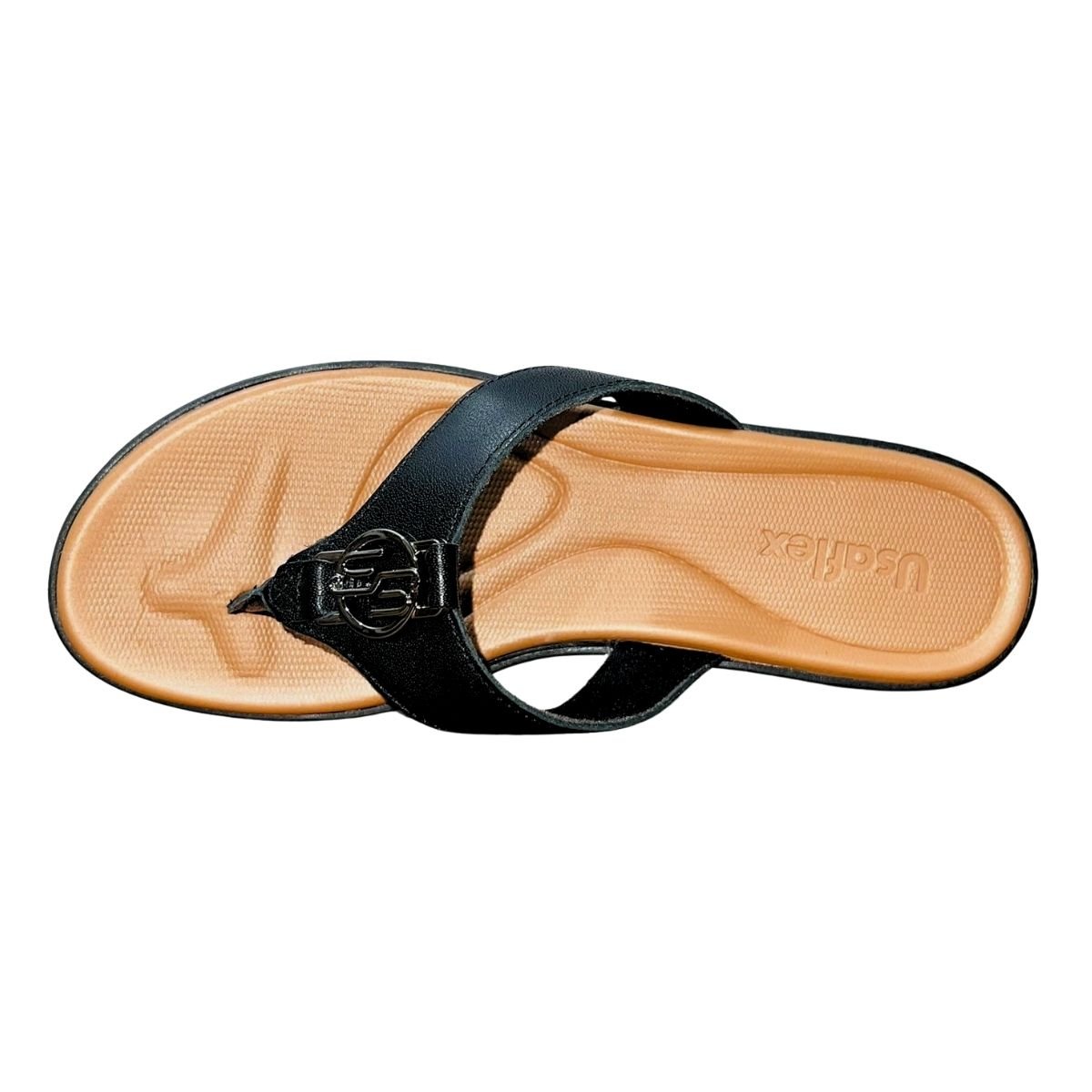 Tamanco Rasteiro Plataforma de Couro Feminino Usalfex AF0406005 Preto Preto 3