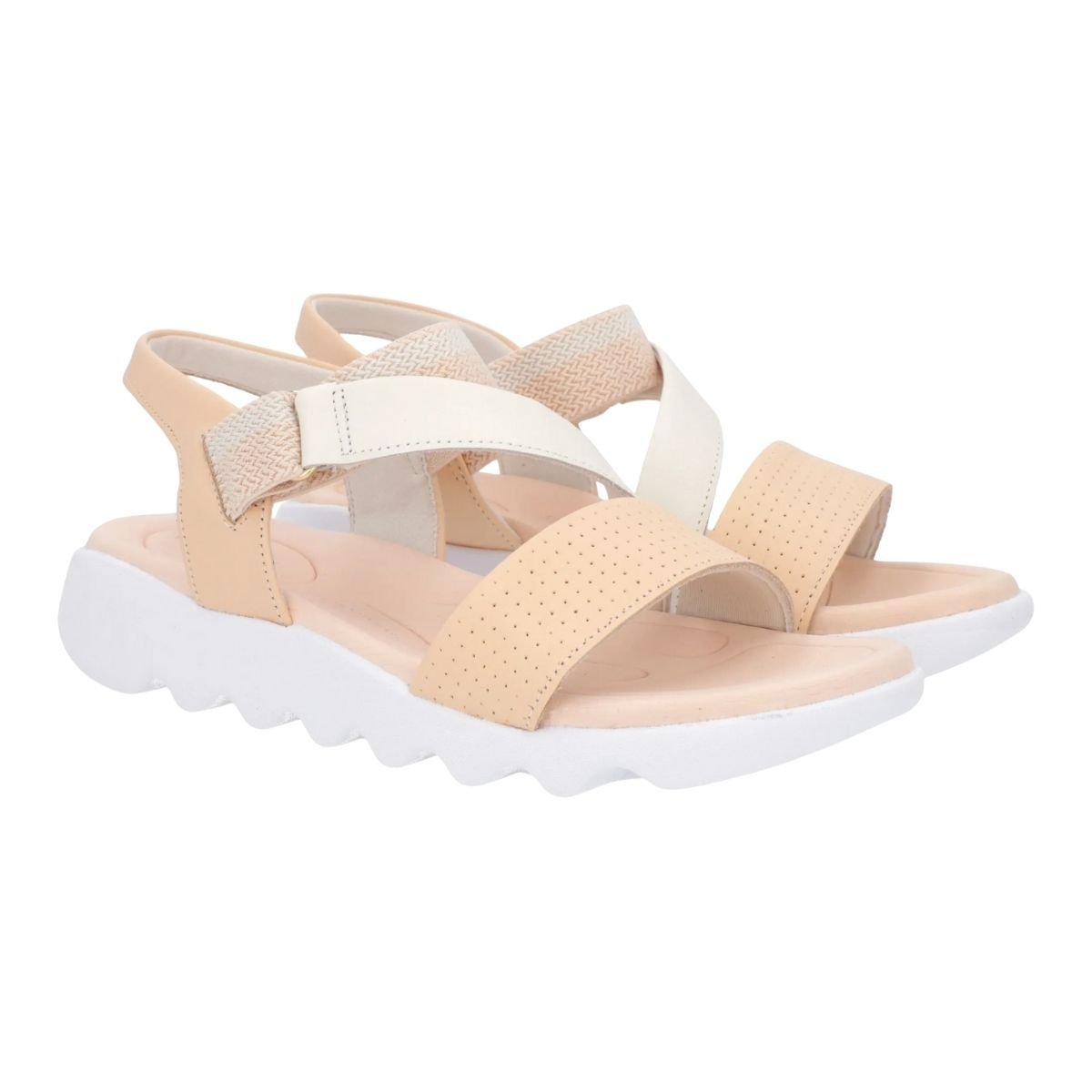 Sandália Papete Flatform de Couro Feminino Usaflex AM0803003 Laranja Bege 2
