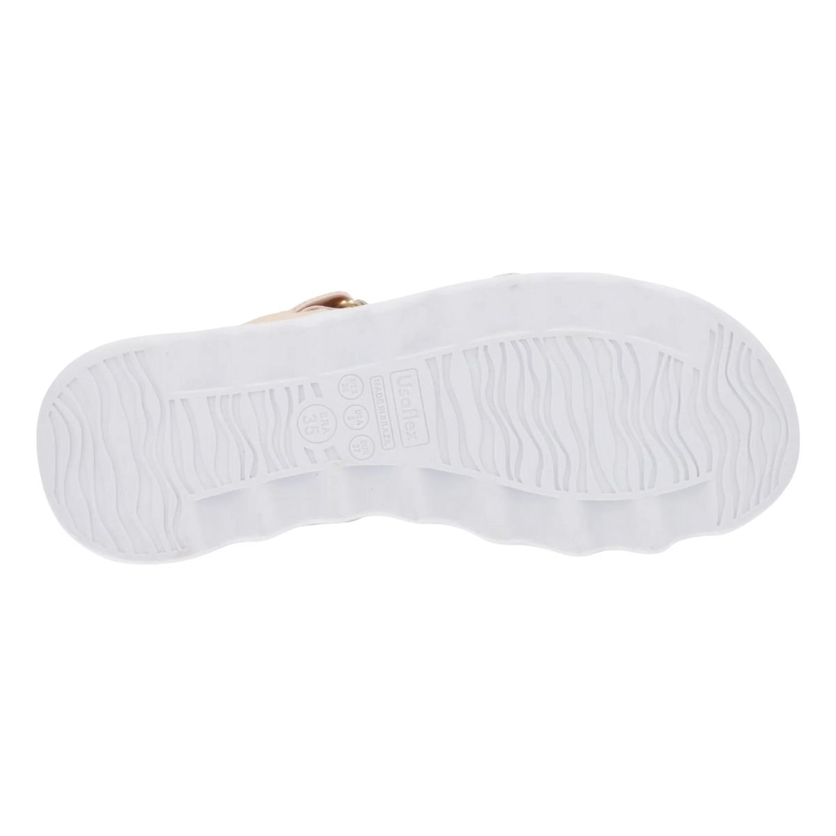 Sandália Papete Flatform de Couro Feminino Usaflex AM0803003 Laranja Bege 4