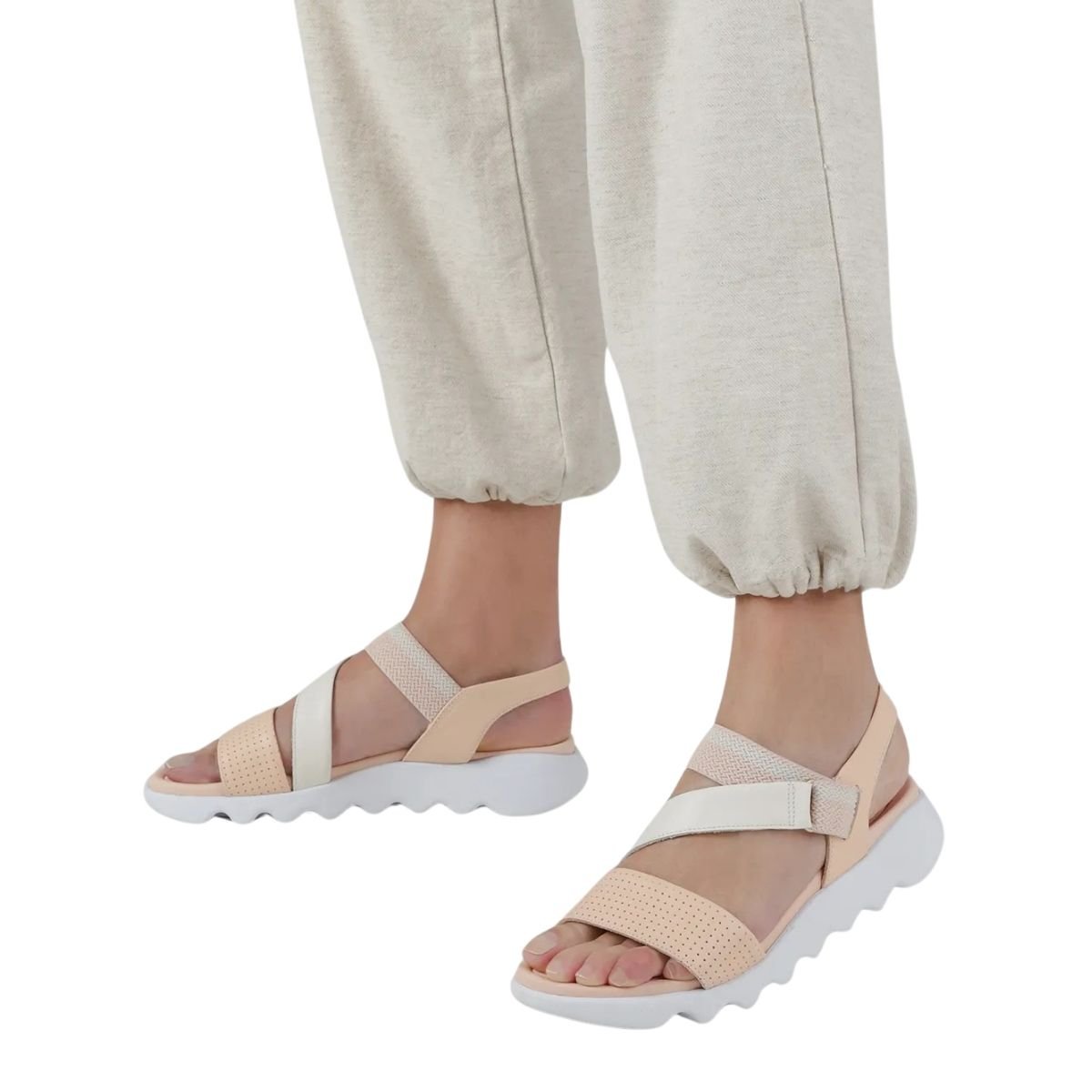 Sandália Papete Flatform de Couro Feminino Usaflex AM0803003 Laranja Bege 5