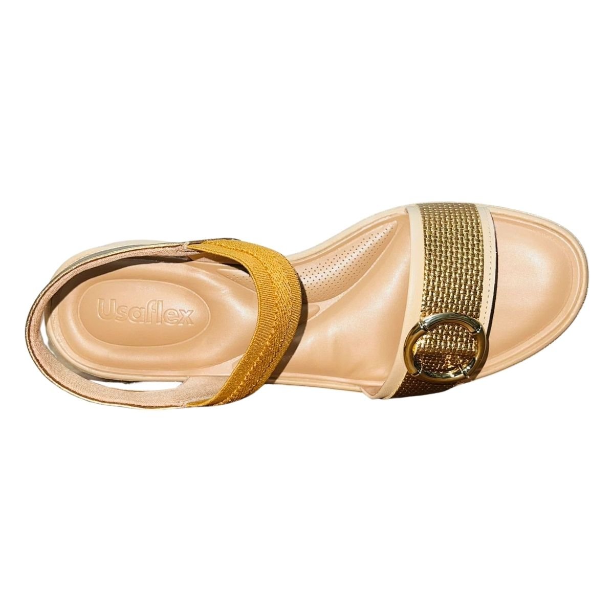 Sandália Papete de Couro Feminino Usaflex MA0303003 Bronze Dourado 3