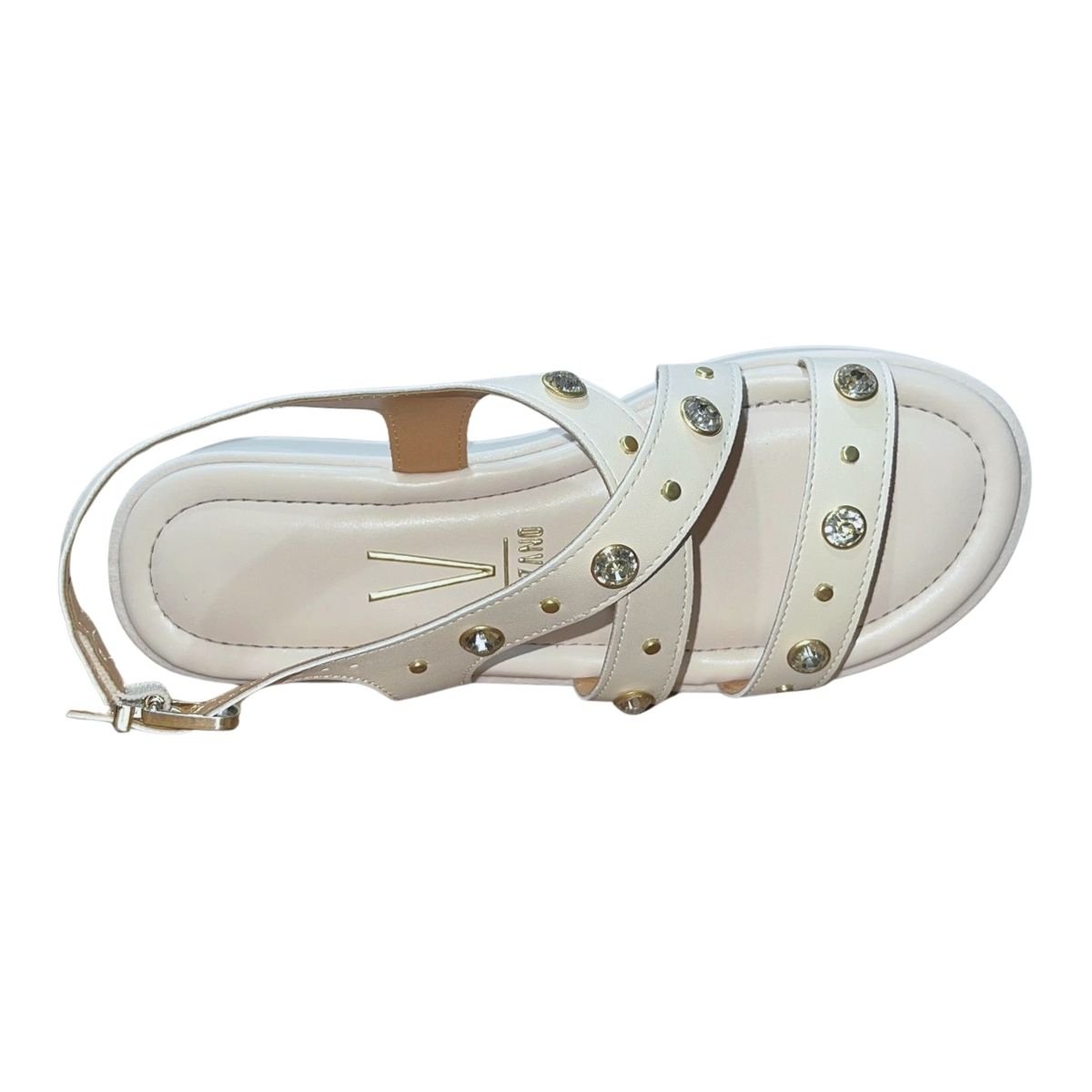 Sandália Papete Flatform com Pedrarias Feminino Vizzano 6492.330 Branco Branco 3