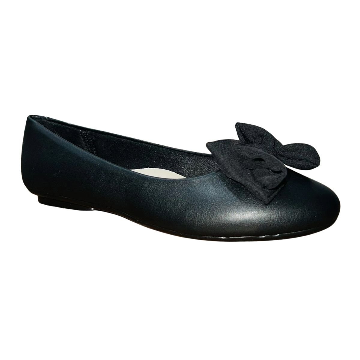 Sapatilha Casual Bico Arredondado com Laço Feminino Moleca 5094.1702 Preto Preto 2