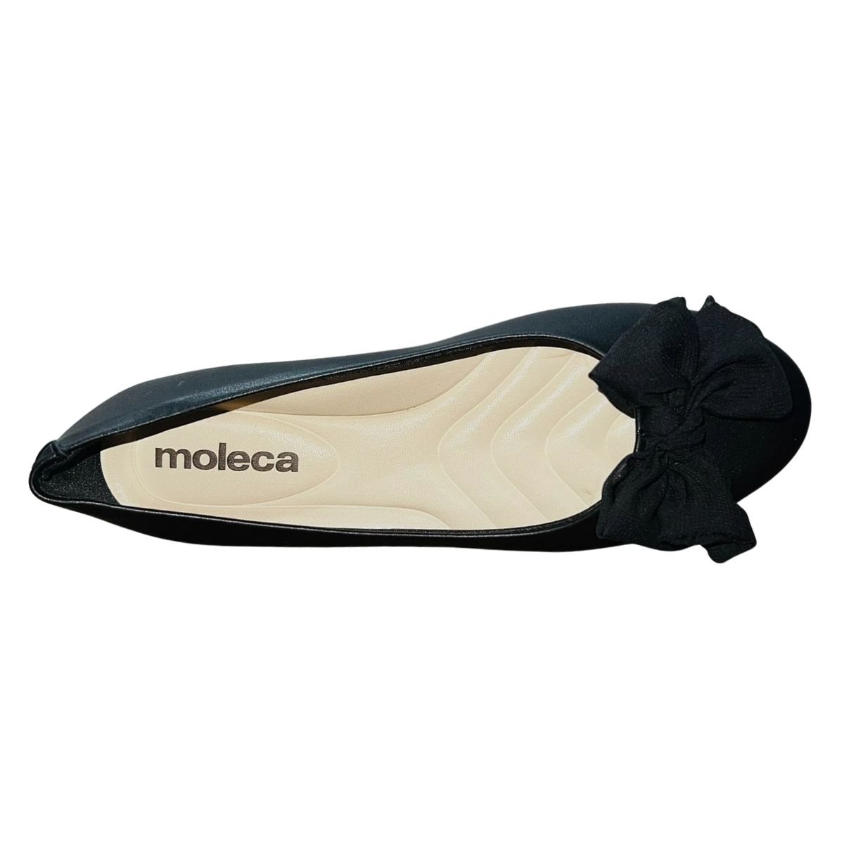 Sapatilha Casual Bico Arredondado com Laço Feminino Moleca 5094.1702 Preto Preto 3