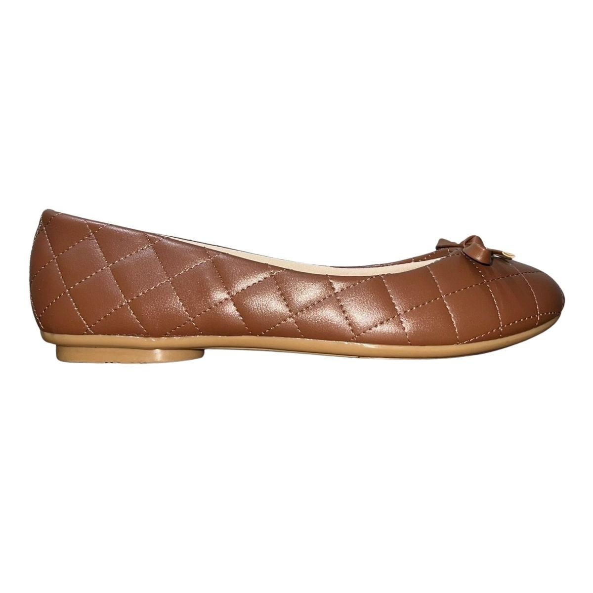 Sapatilha Casual Bico Arredondado Matelassê com Laço Feminino Moleca 5094.1701 Marrom