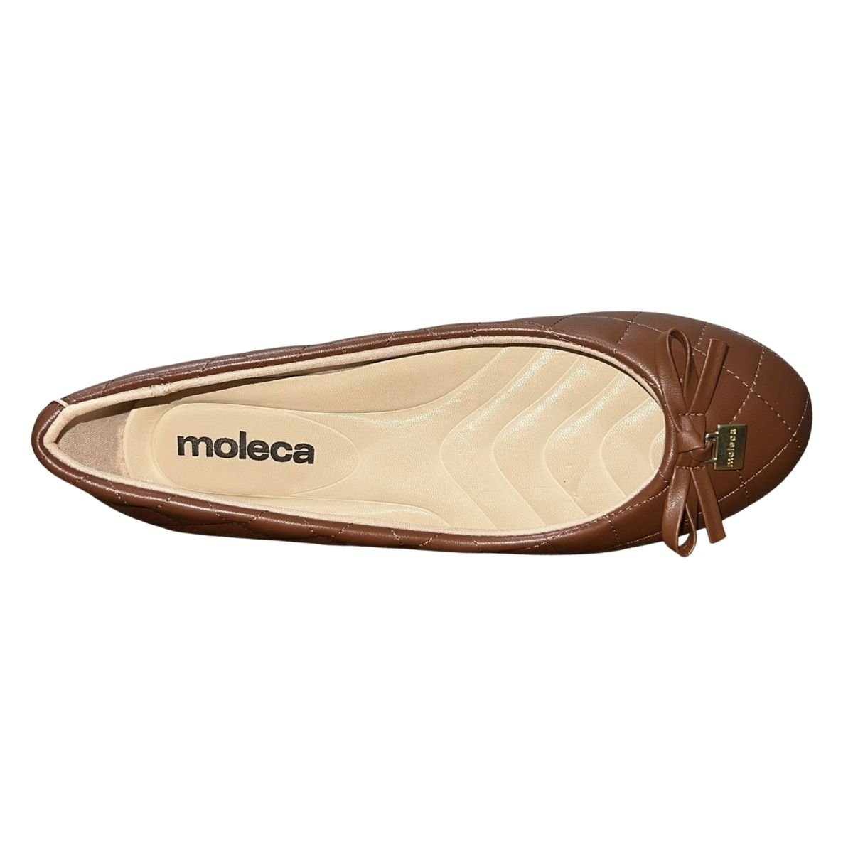 Sapatilha Casual Bico Arredondado Matelassê com Laço Feminino Moleca 5094.1701 Marrom Marrom 3