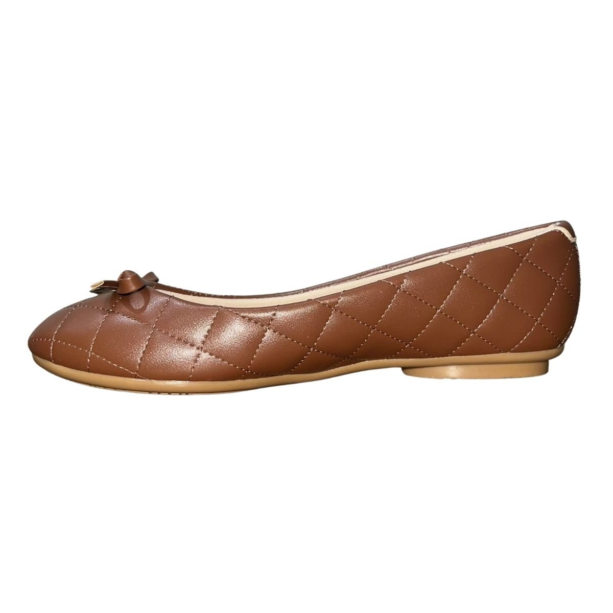 Sapatilha Casual Bico Arredondado Matelassê com Laço Feminino Moleca 5094.1701 Marrom Marrom 4