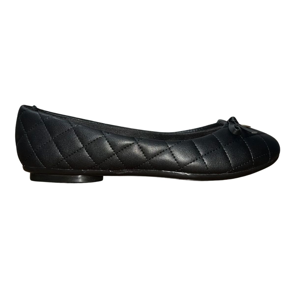 Sapatilha Casual Bico Arredondado Matelassê com Laço Feminino Moleca 5094.1701 Preto