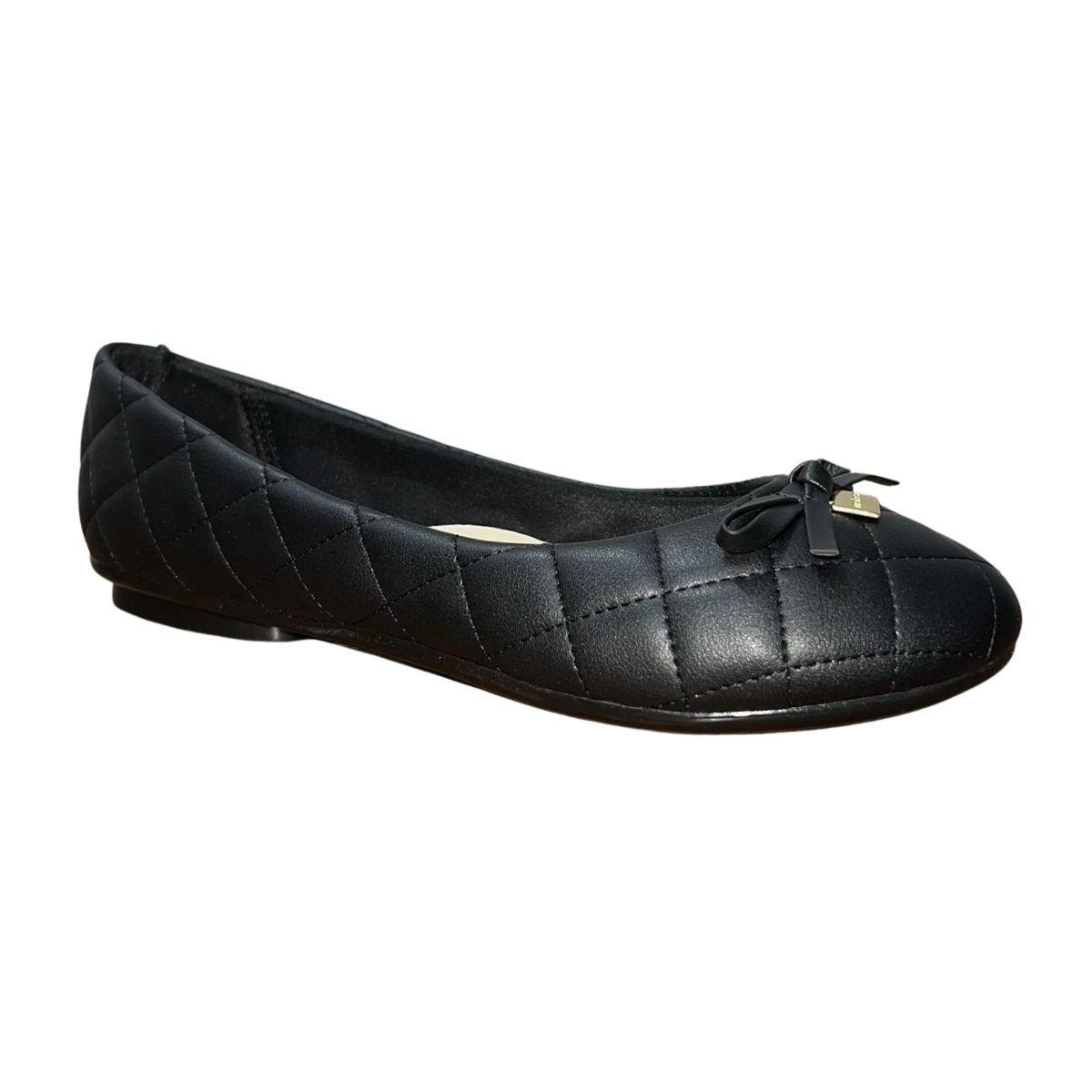 Sapatilha Casual Bico Arredondado Matelassê com Laço Feminino Moleca 5094.1701 Preto Preto 2