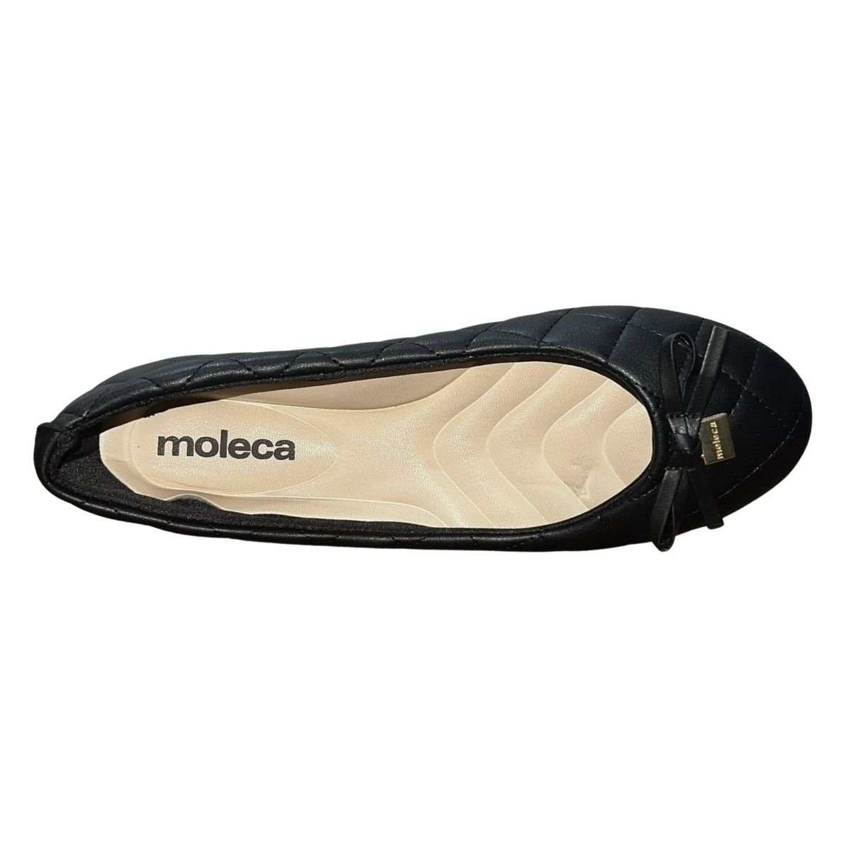 Sapatilha Casual Bico Arredondado Matelassê com Laço Feminino Moleca 5094.1701 Preto Preto 3