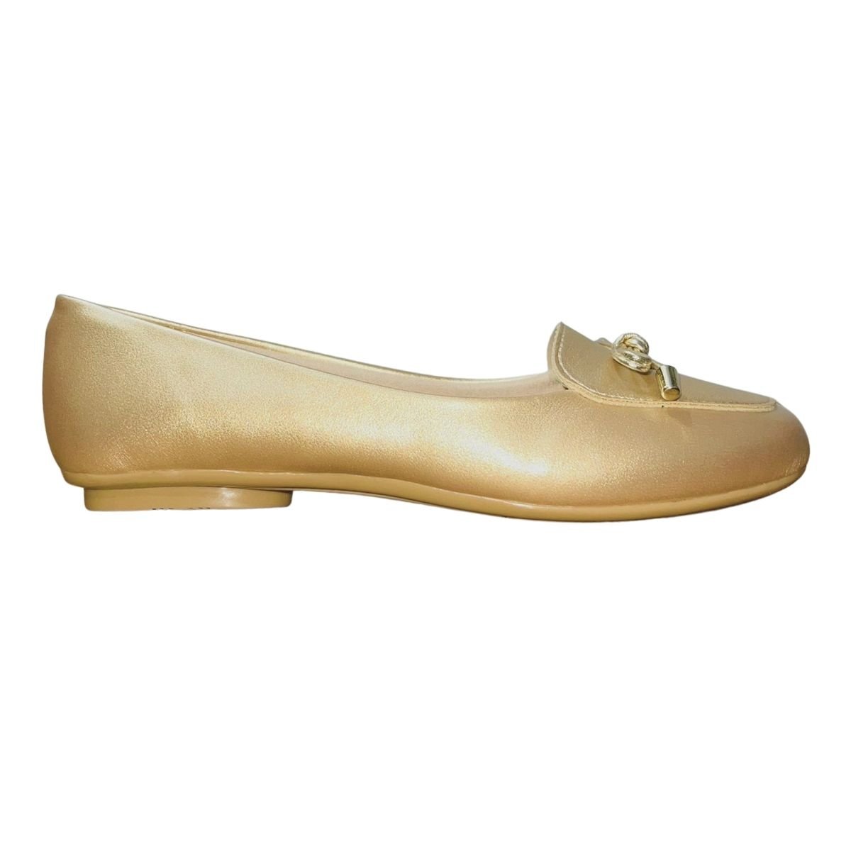 Sapatilha Casual Bico Arredondado com Laço Feminino Moleca 5094.1703 Dourado