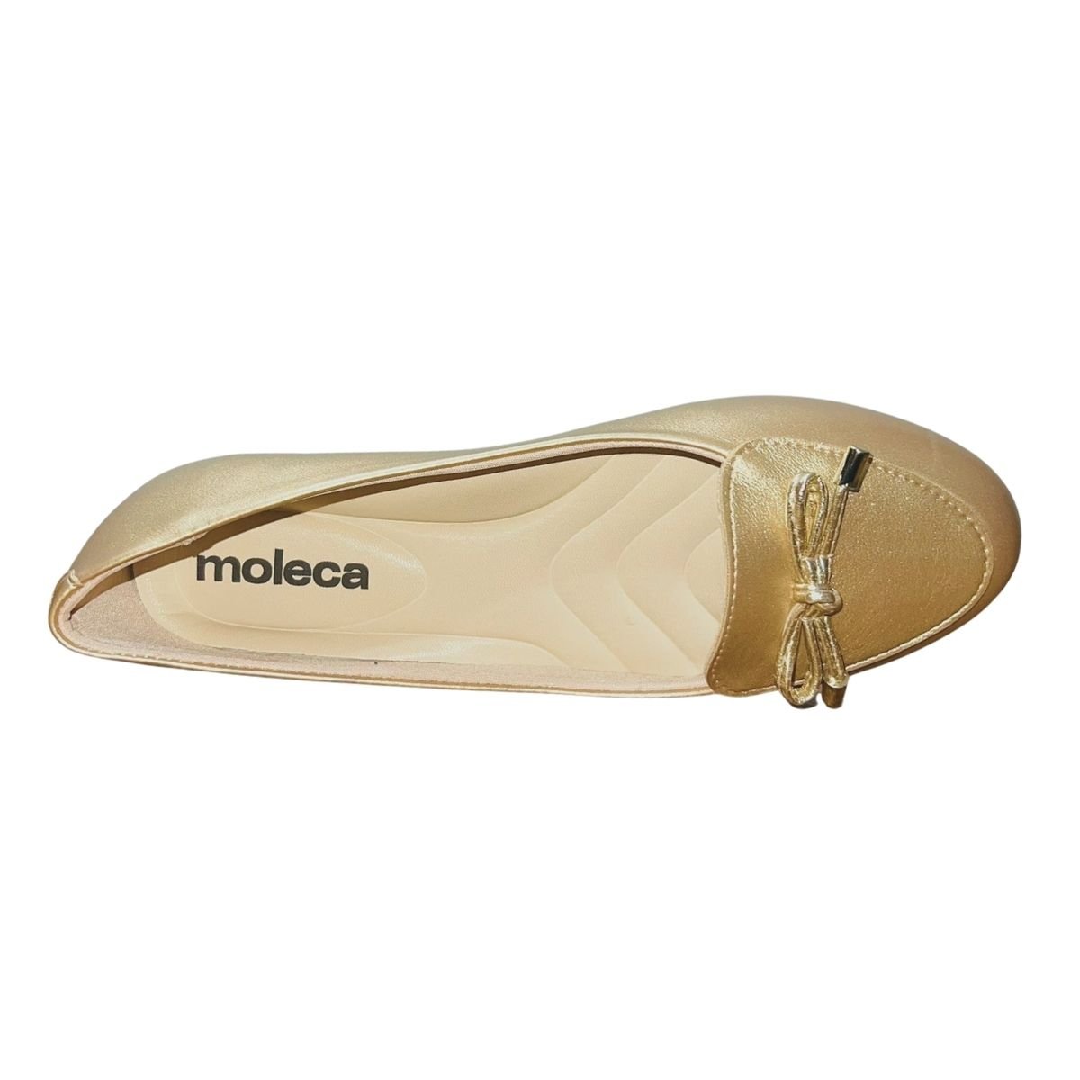 Sapatilha Casual Bico Arredondado com Laço Feminino Moleca 5094.1703 Dourado Dourado 3