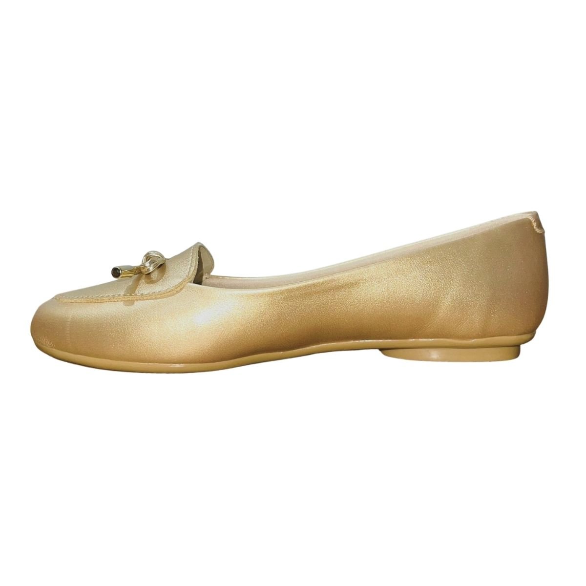 Sapatilha Casual Bico Arredondado com Laço Feminino Moleca 5094.1703 Dourado Dourado 4