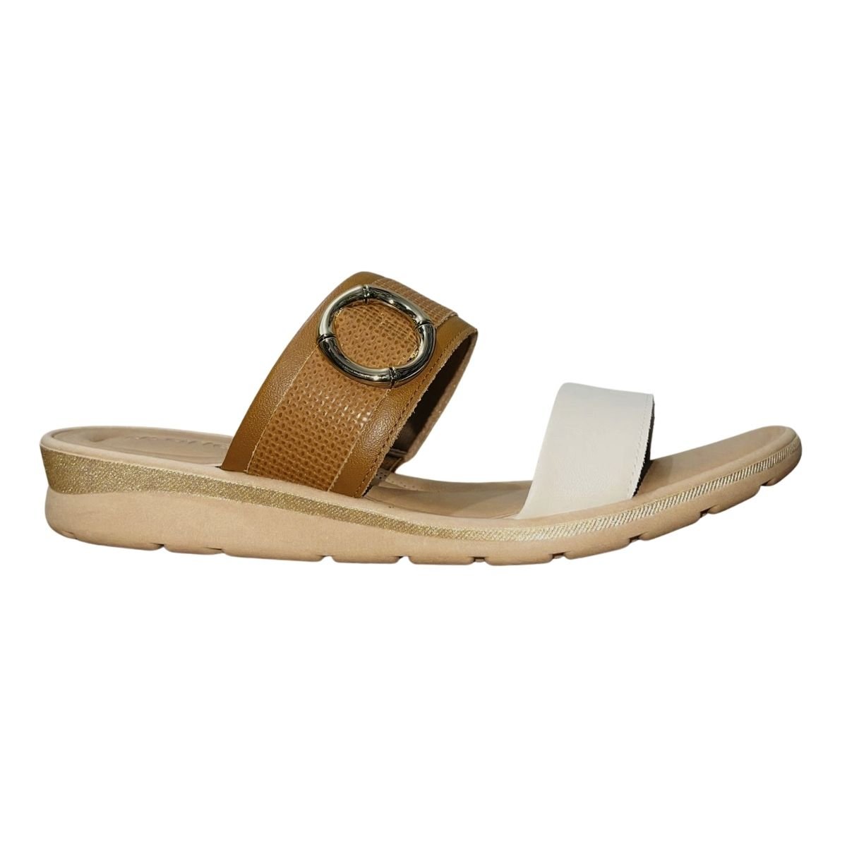 Tamanco Rasteiro Slide de Couro Feminino Usaflex MA0302001 Marrom