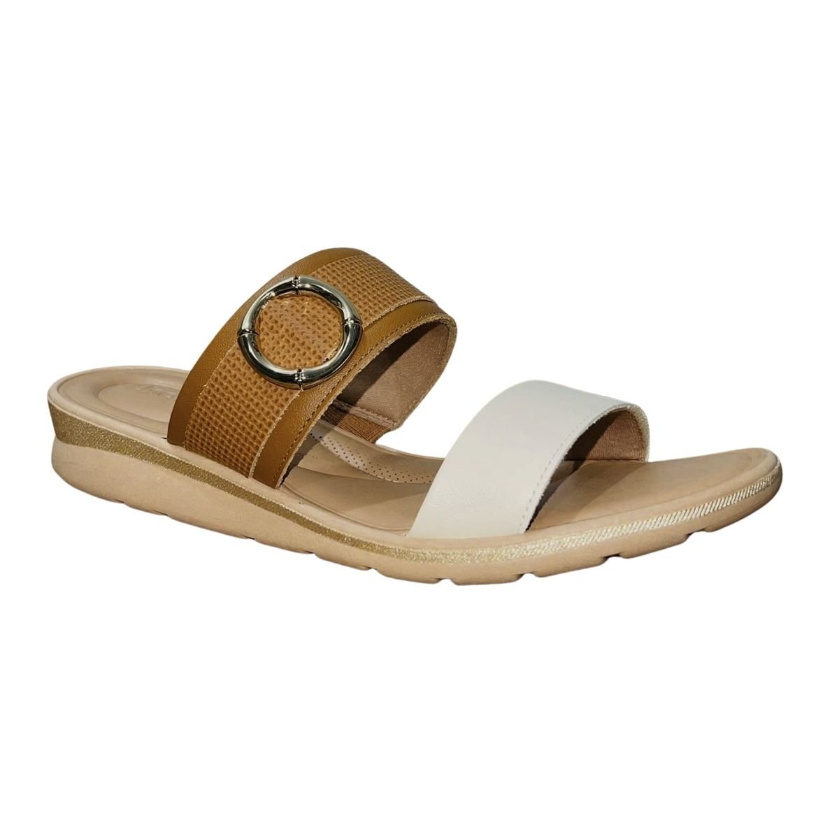 Tamanco Rasteiro Slide de Couro Feminino Usaflex MA0302001 Marrom Marrom 2