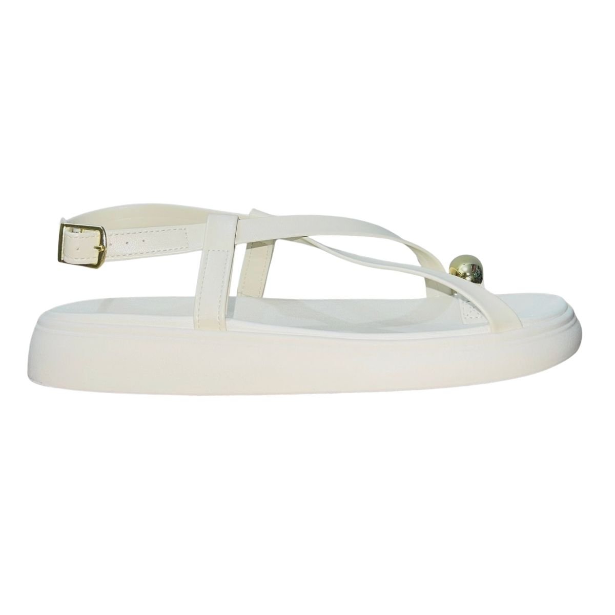 Sandália Rasteira de Dedo Feminino Moleca 5499.107 Branco