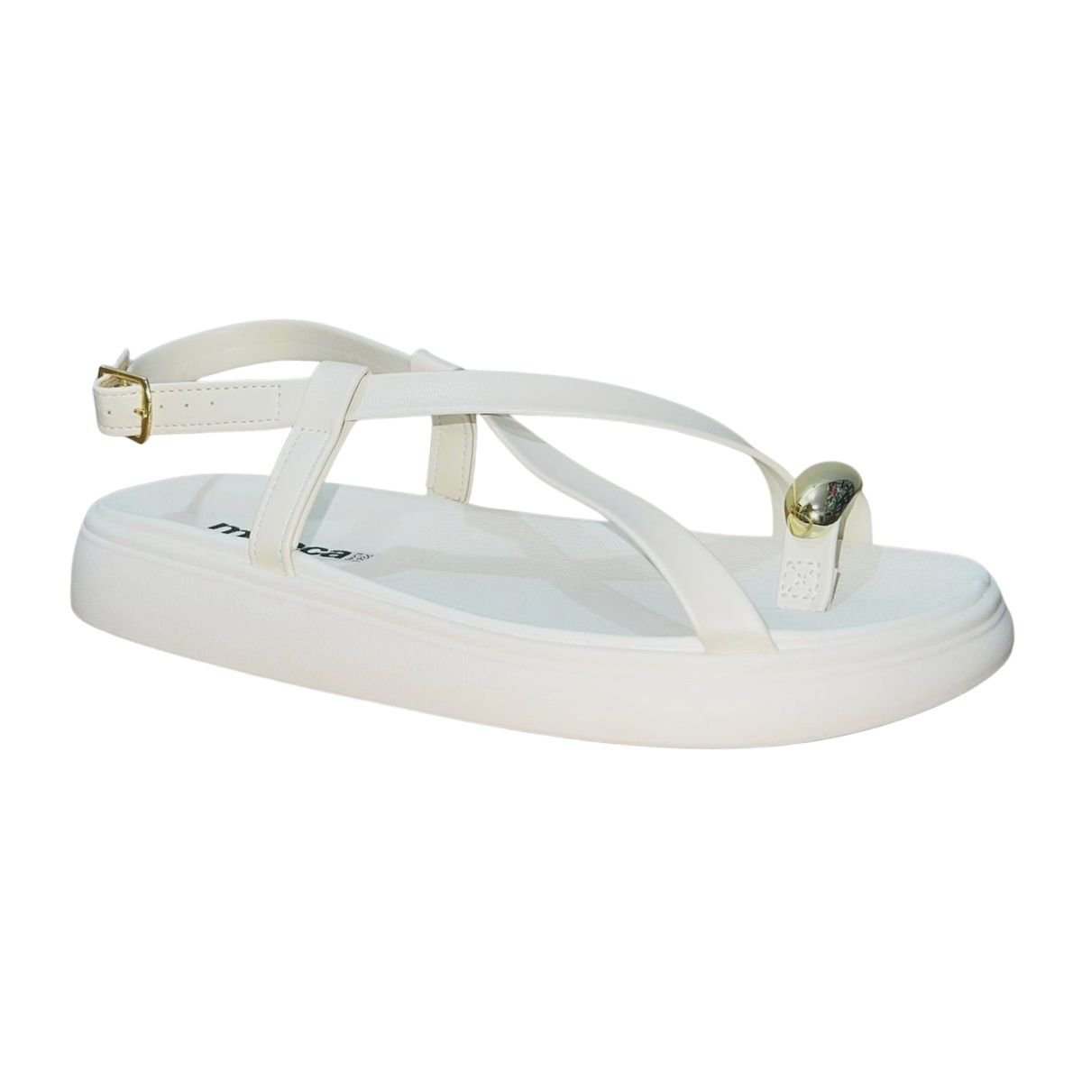 Sandália Rasteira de Dedo Feminino Moleca 5499.107 Branco Branco 2