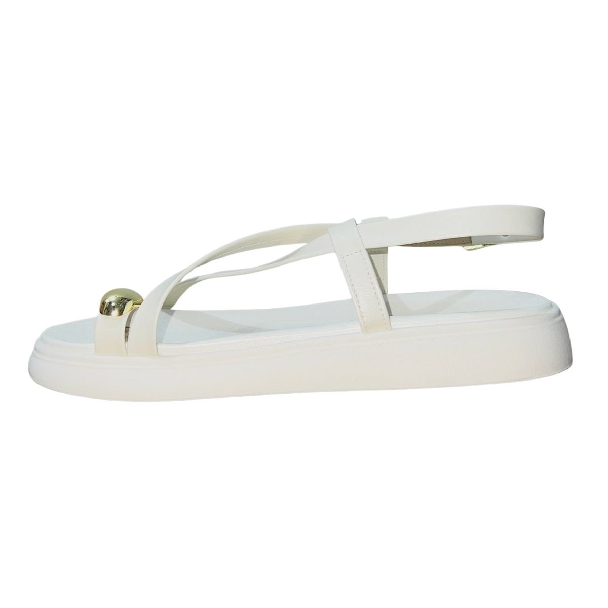 Sandália Rasteira de Dedo Feminino Moleca 5499.107 Branco Branco 4