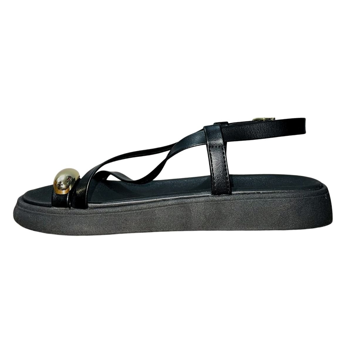 Sandália Rasteira de Dedo Feminino Moleca 5499.107 Preto Preto 4