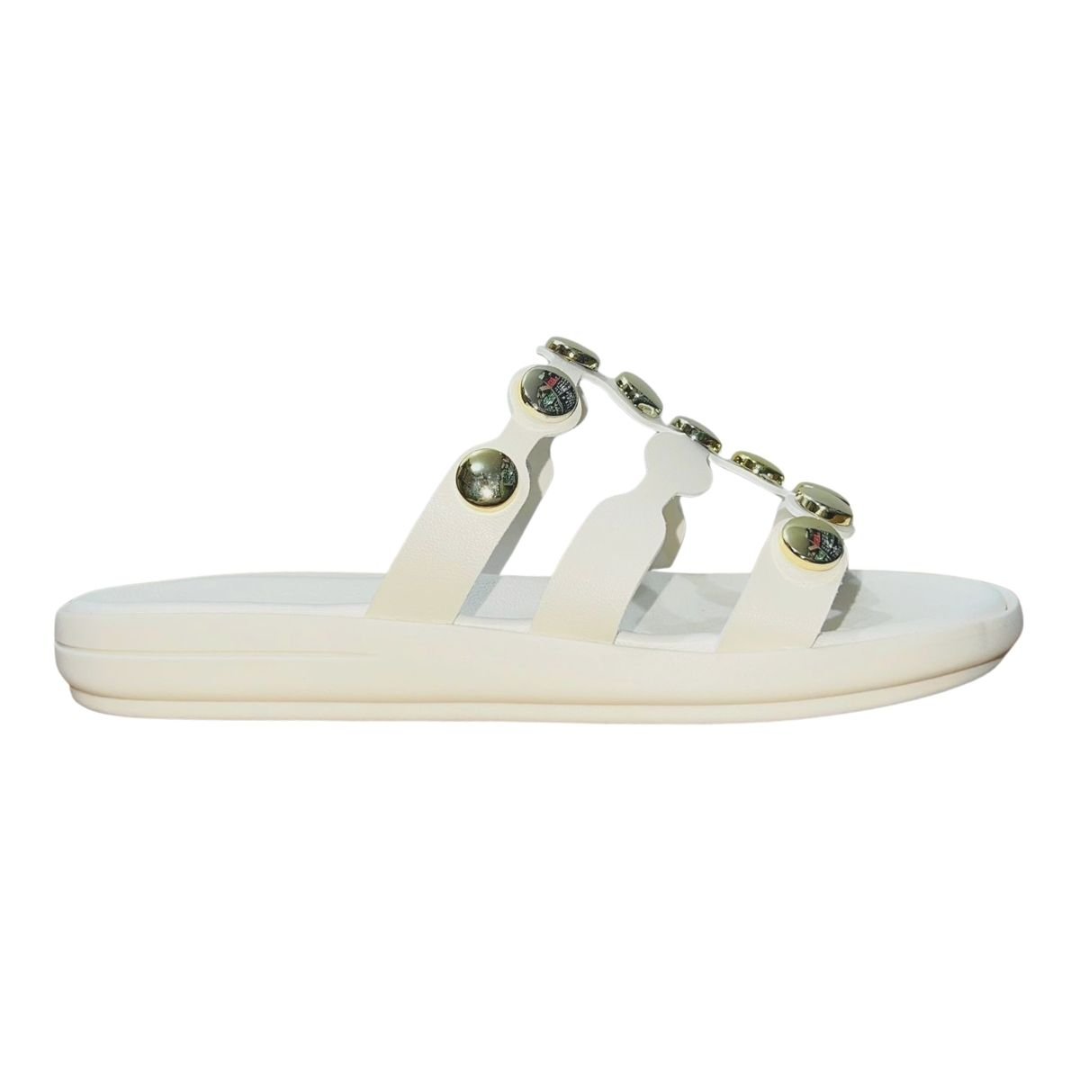 Sandália Rasteira Slide de Tiras Feminino Moleca 5525.105 Branco