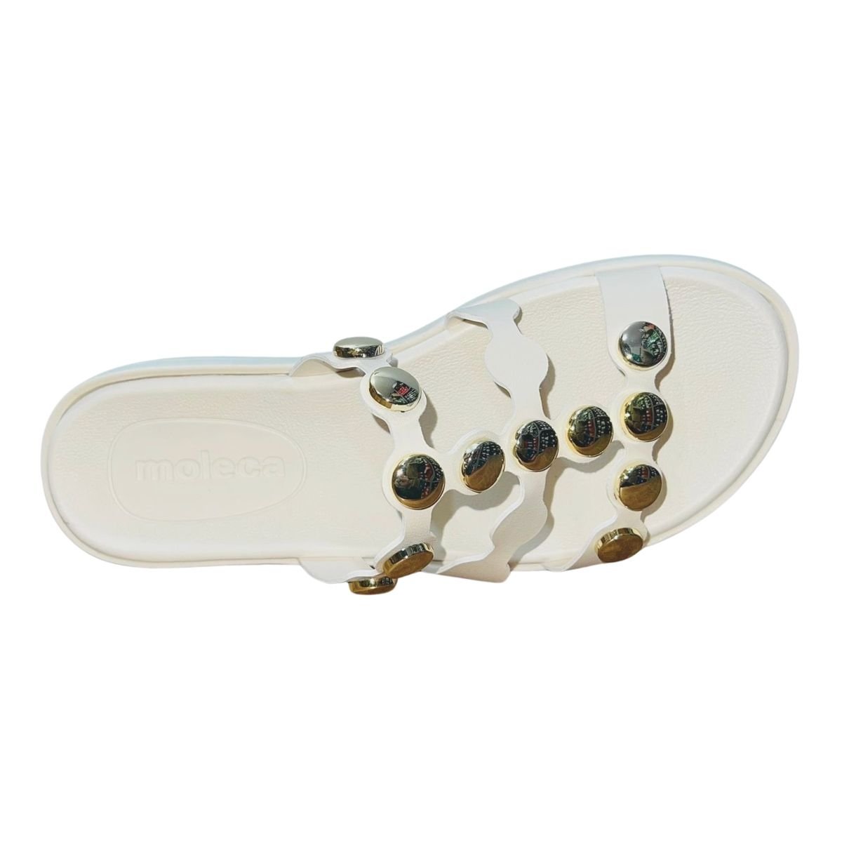 Sandália Rasteira Slide de Tiras Feminino Moleca 5525.105 Branco Branco 3