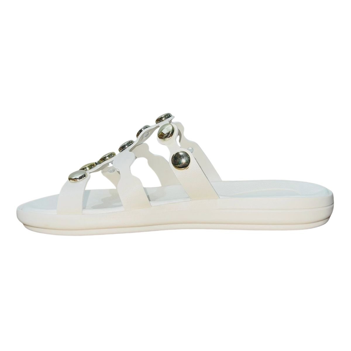 Sandália Rasteira Slide de Tiras Feminino Moleca 5525.105 Branco Branco 4