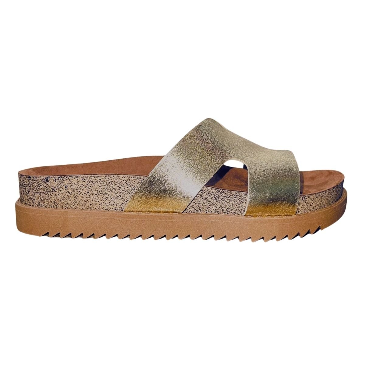 Sandália Papete Flatform Slide Feminino Moleca 5500.100 Dourado