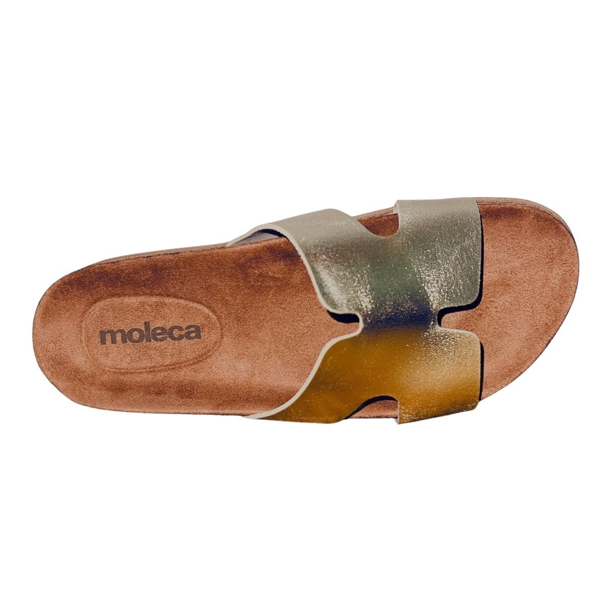 Sandália Papete Flatform Slide Feminino Moleca 5500.100 Dourado Dourado 3