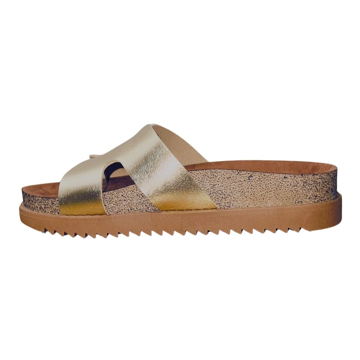 Sandália Papete Flatform Slide Feminino Moleca 5500.100 Dourado Dourado 4