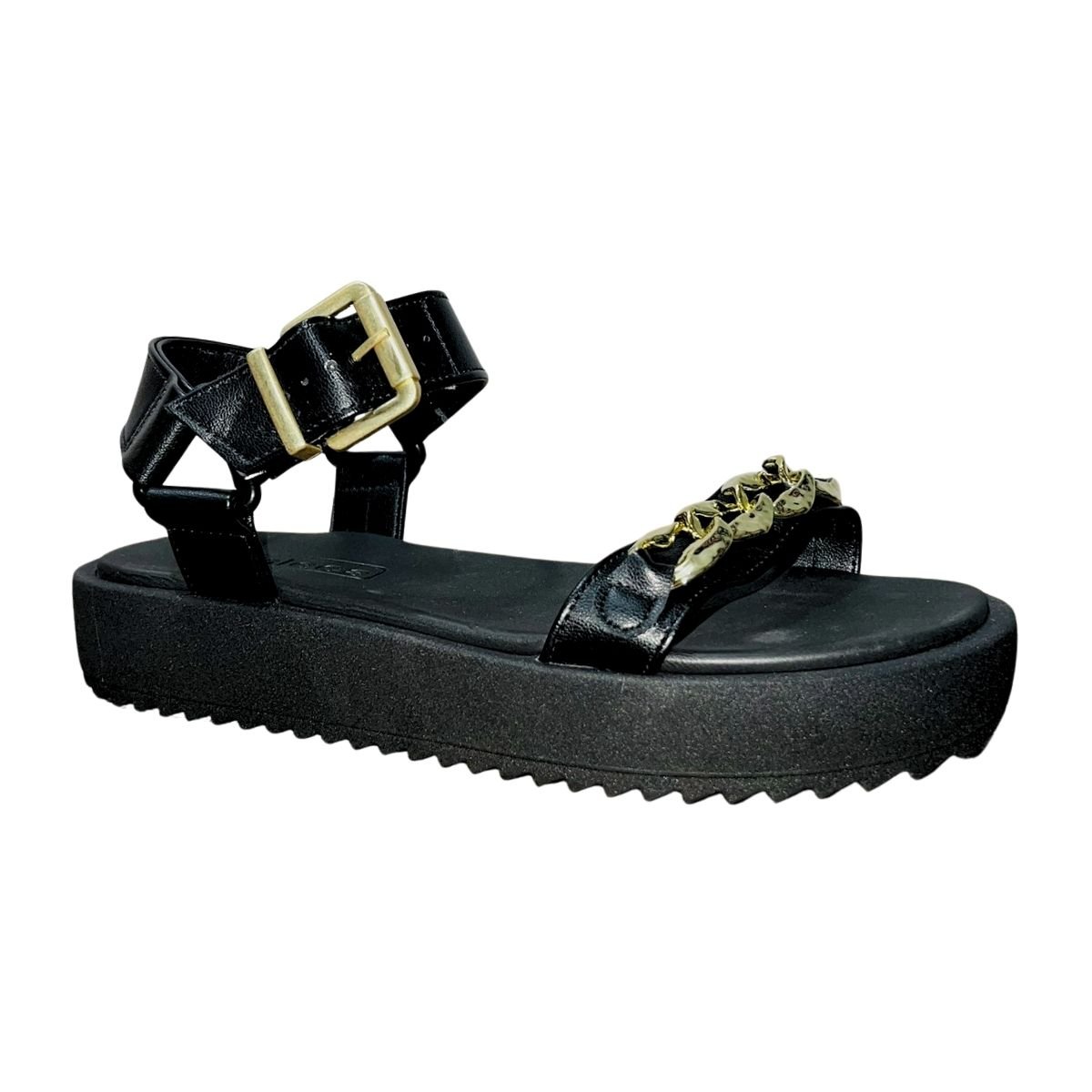 Sandália Papete Flatform Feminino Moleca 5489.118 Preto Preto 2