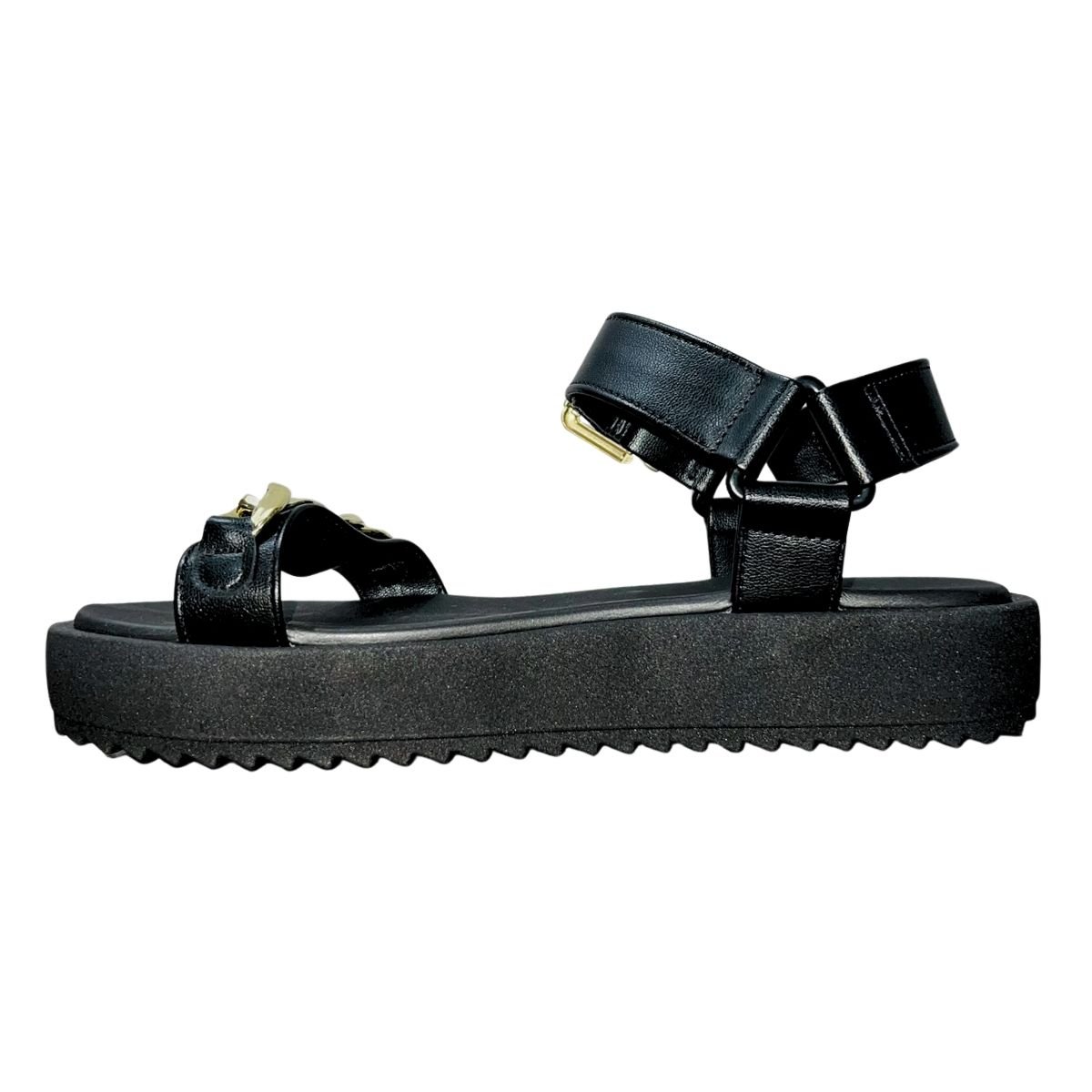 Sandália Papete Flatform Feminino Moleca 5489.118 Preto Preto 4