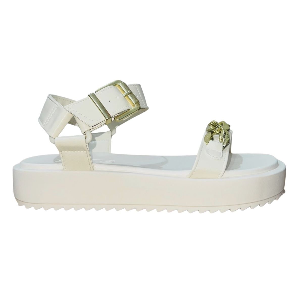 Sandália Papete Flatform Feminino Moleca 5489.118 Branco