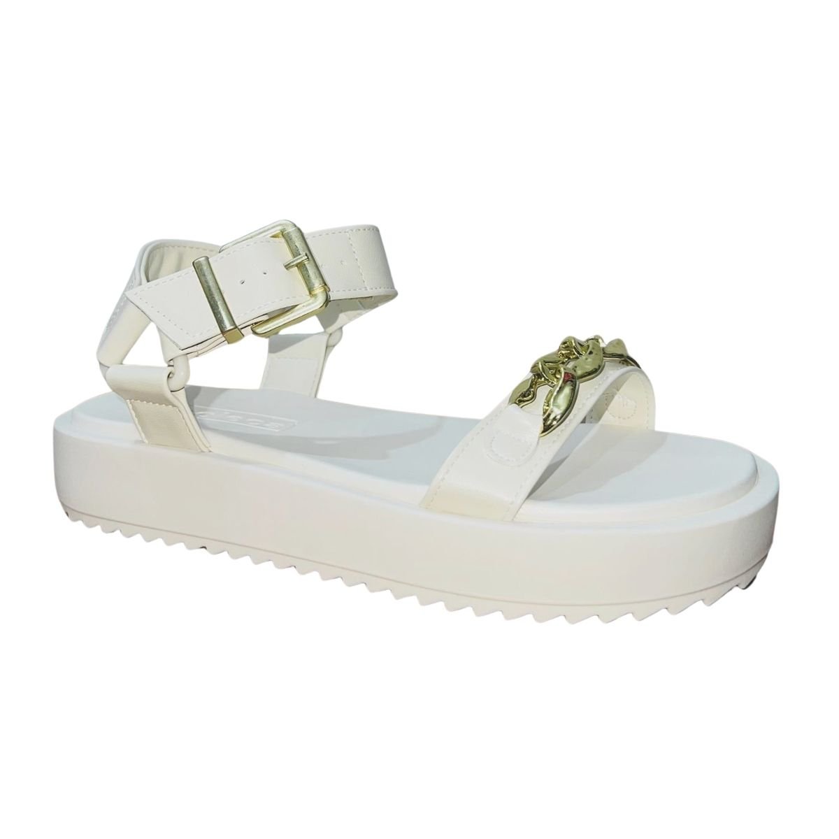 Sandália Papete Flatform Feminino Moleca 5489.118 Branco Branco 2