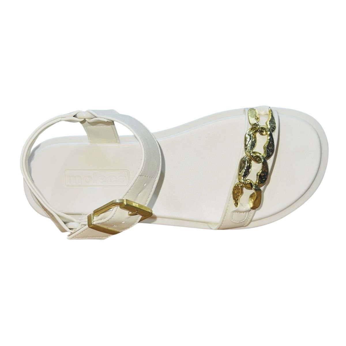 Sandália Papete Flatform Feminino Moleca 5489.118 Branco Branco 3