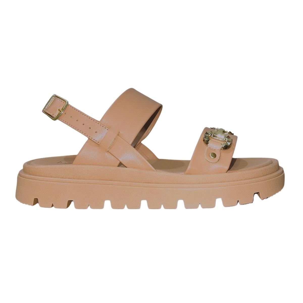Sandália Papete Flatform Tratorada Feminino Moleca 5504.107 Nude