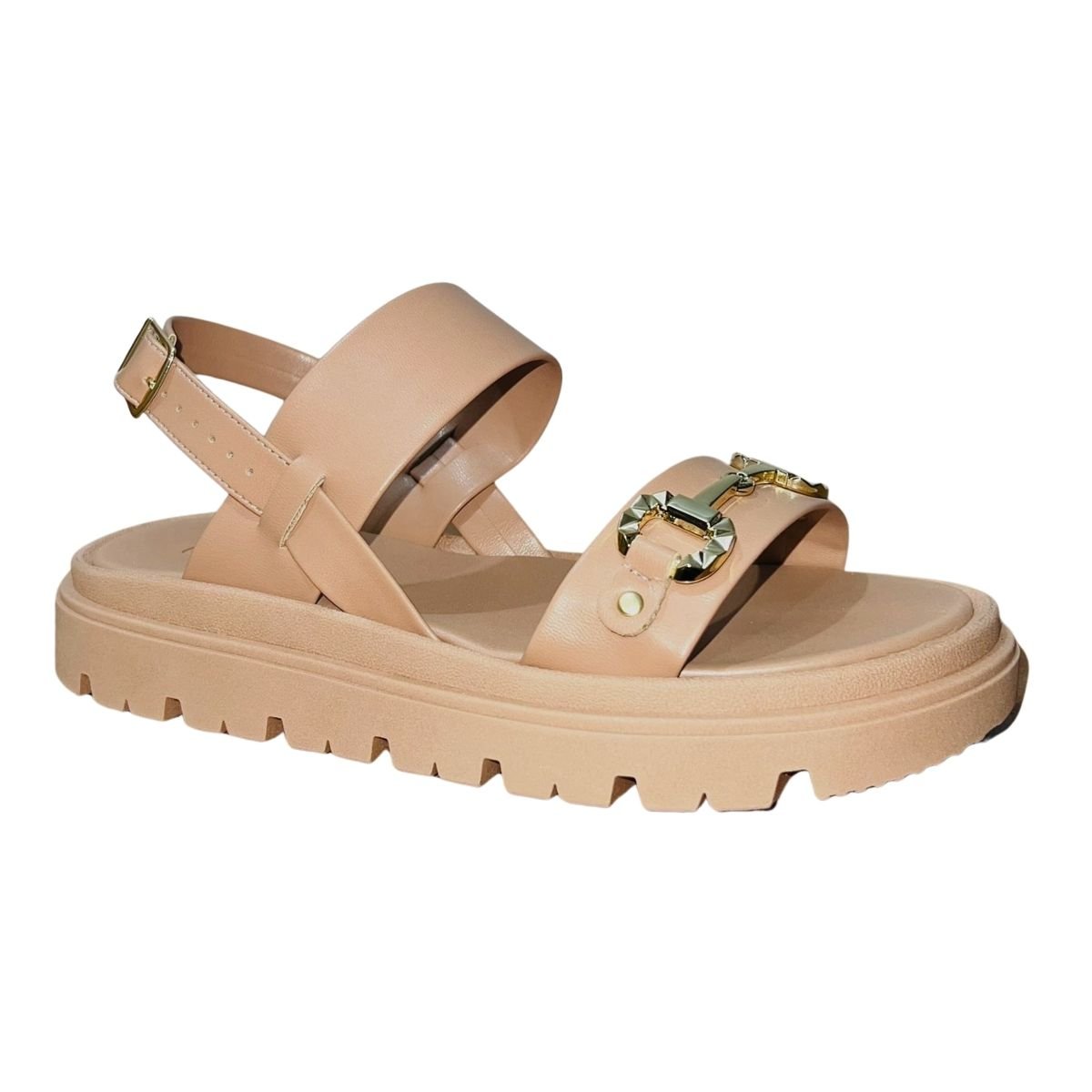 Sandália Papete Flatform Tratorada Feminino Moleca 5504.107 Nude Nude 2