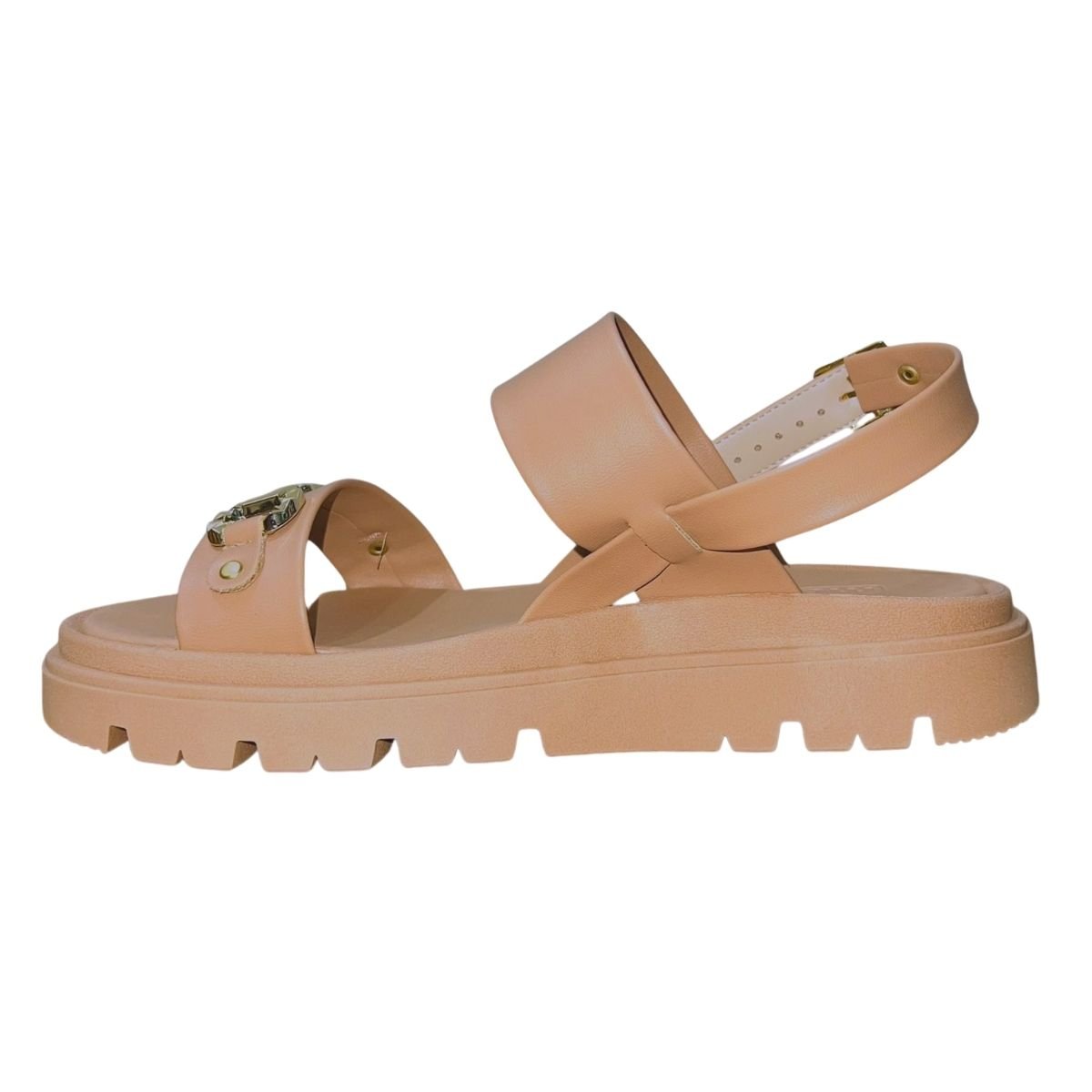 Sandália Papete Flatform Tratorada Feminino Moleca 5504.107 Nude Nude 4