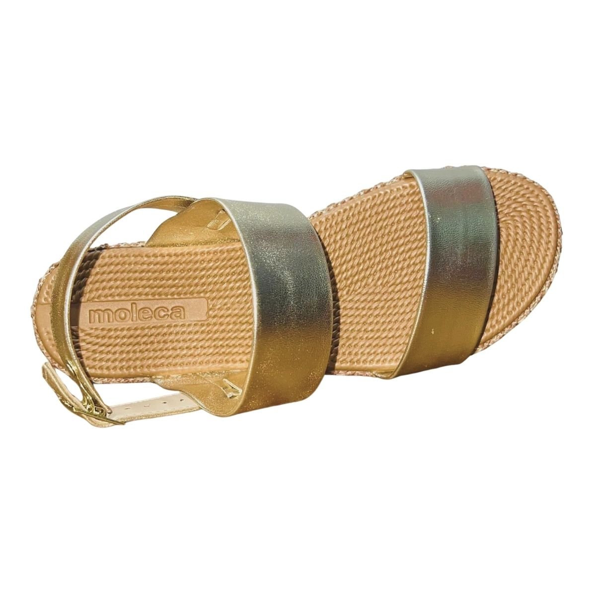 Sandália Papete Flatform Feminino Moleca 5447.518 Dourado Dourado 3