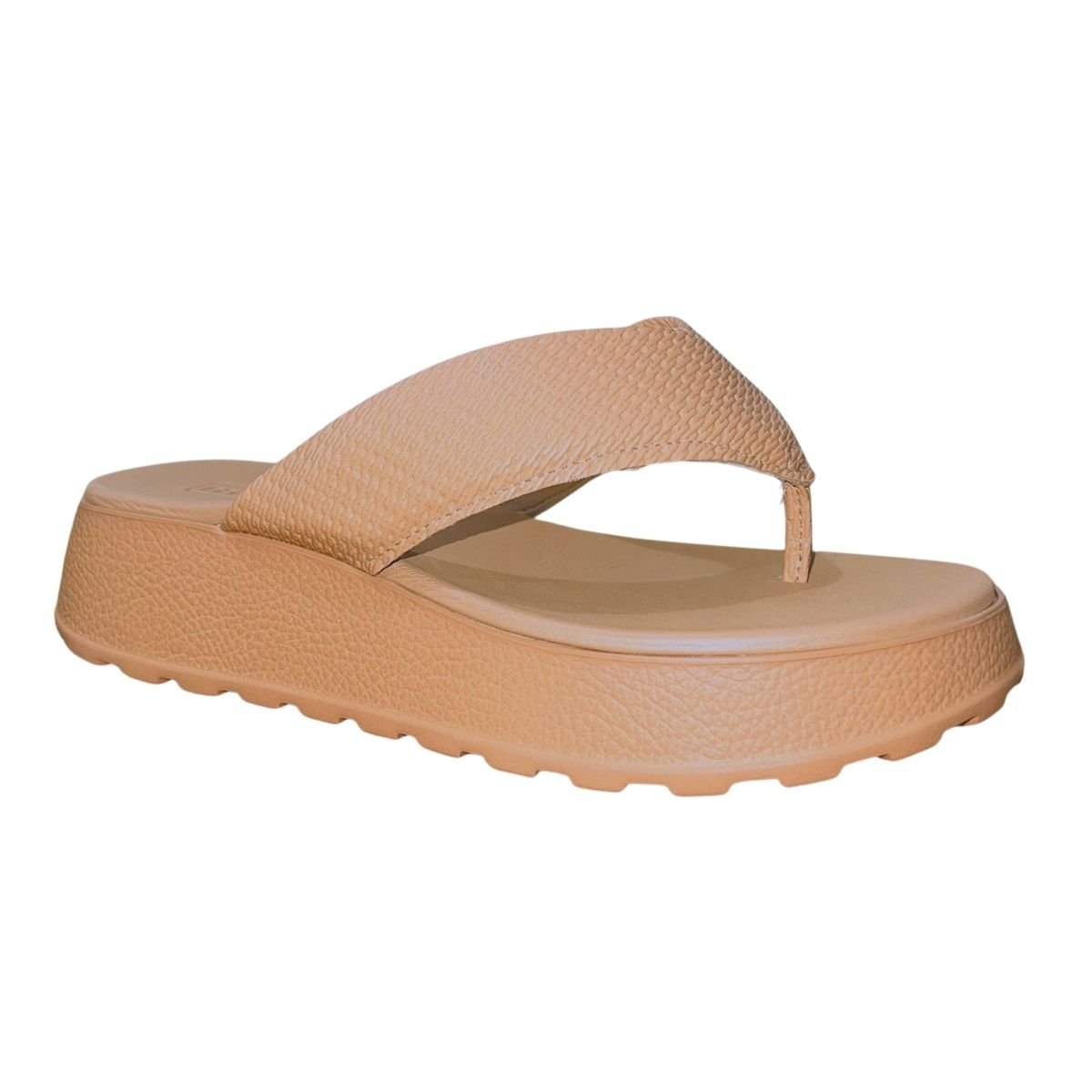 Chinelo Plataforma Flatform de Dedo Feminino Moleca 5517.104 Nude Nude 2