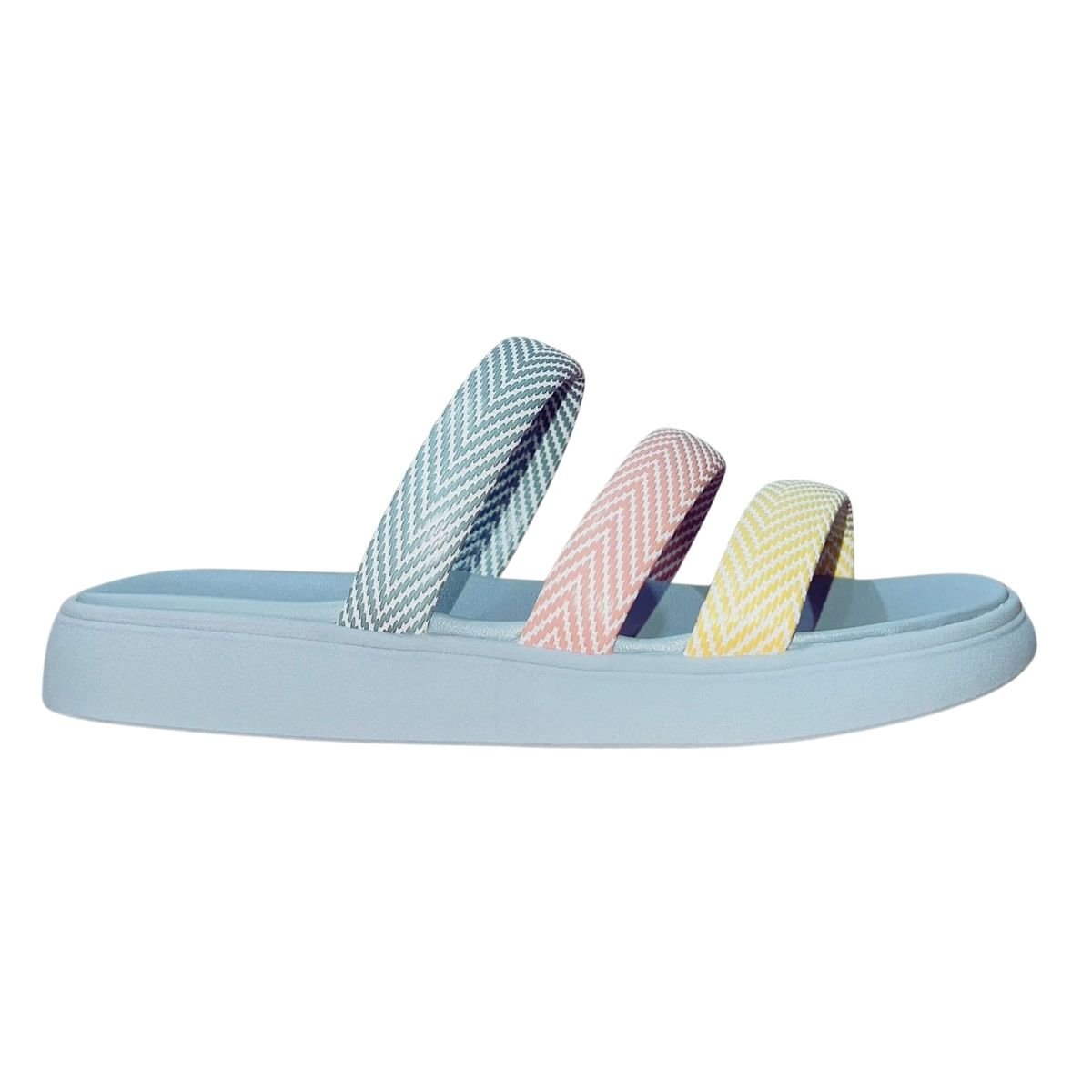 Sandália Rasteira Slide de Tiras Feminino Moleca 5469.146 Azul