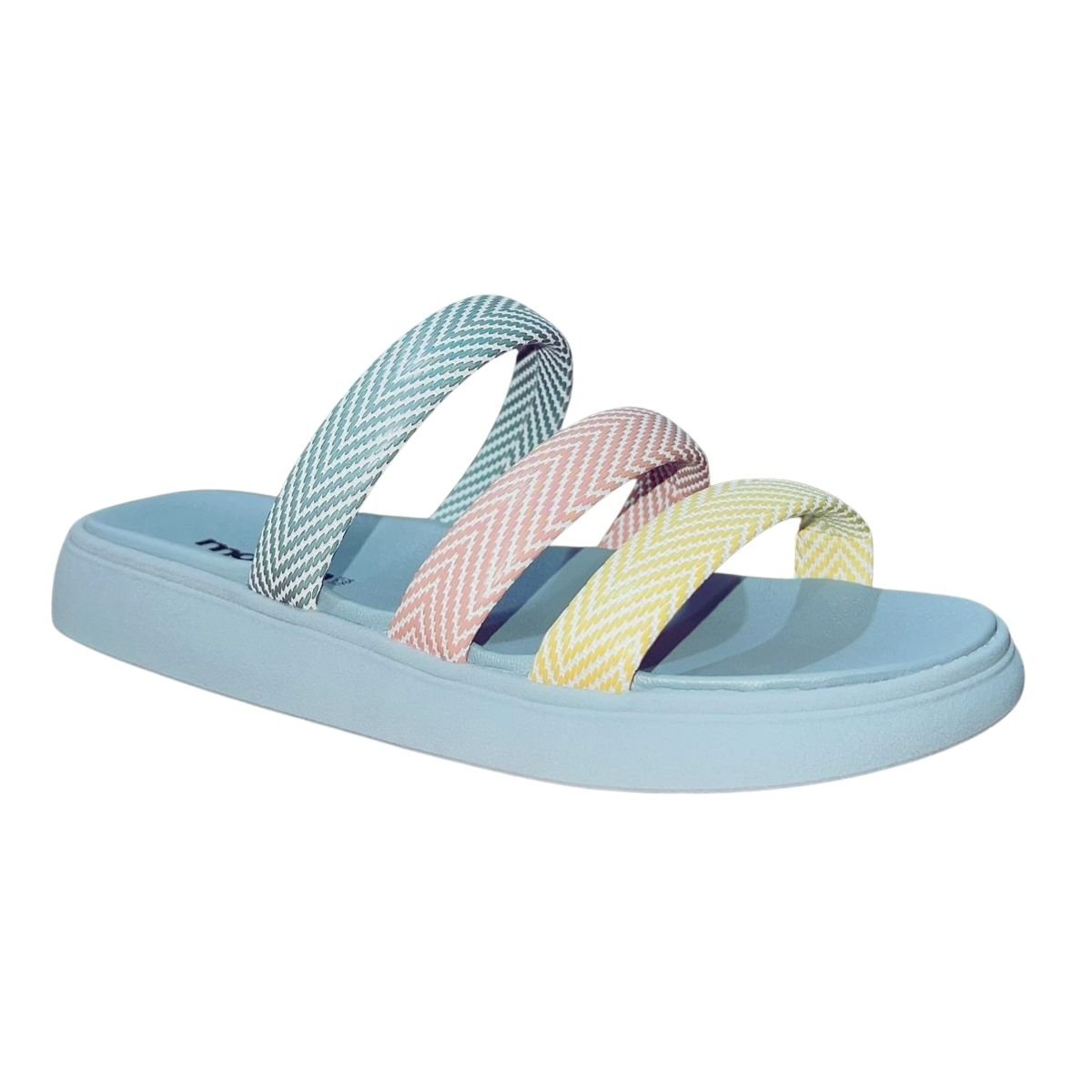 Sandália Rasteira Slide de Tiras Feminino Moleca 5469.146 Azul Azul 2