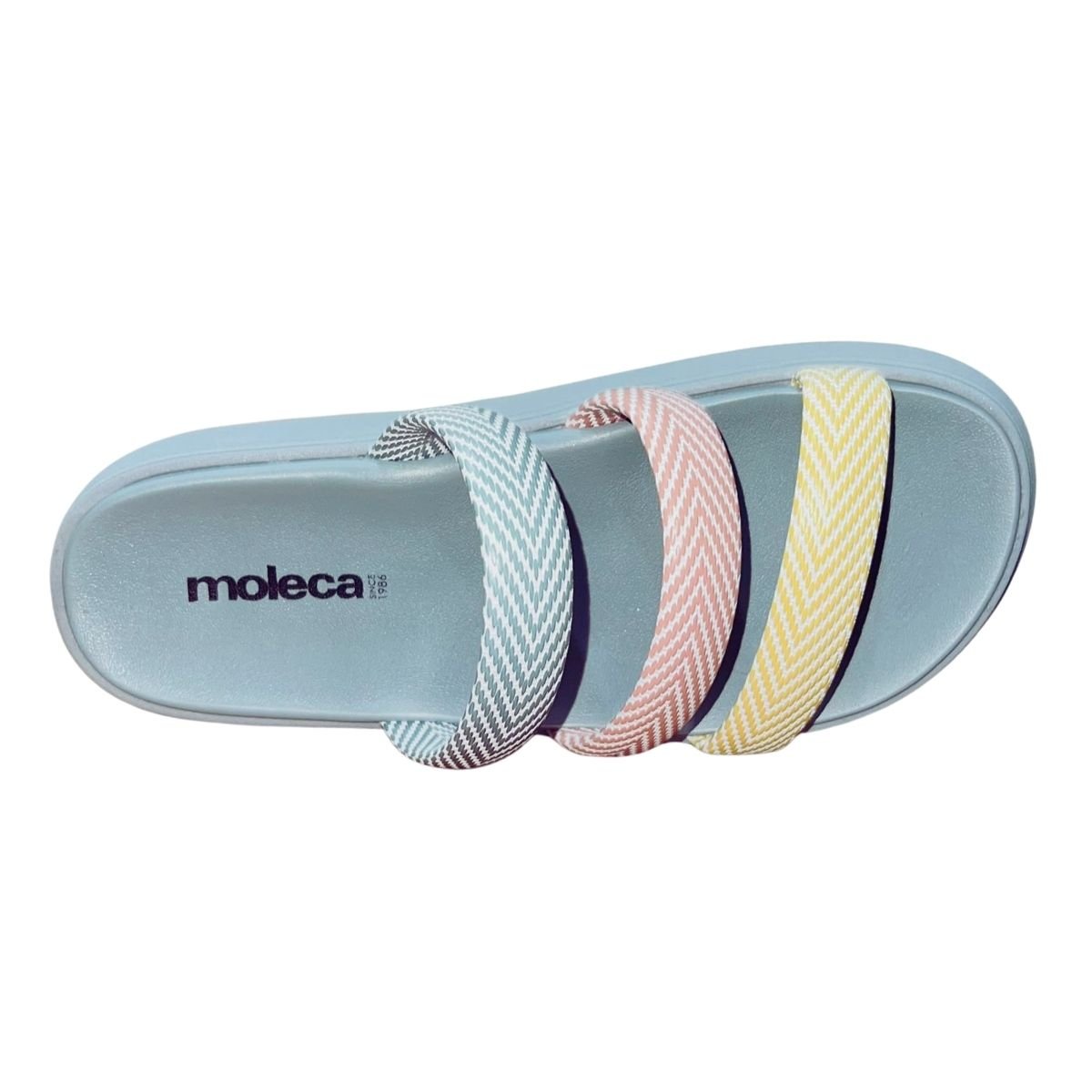 Sandália Rasteira Slide de Tiras Feminino Moleca 5469.146 Azul Azul 3