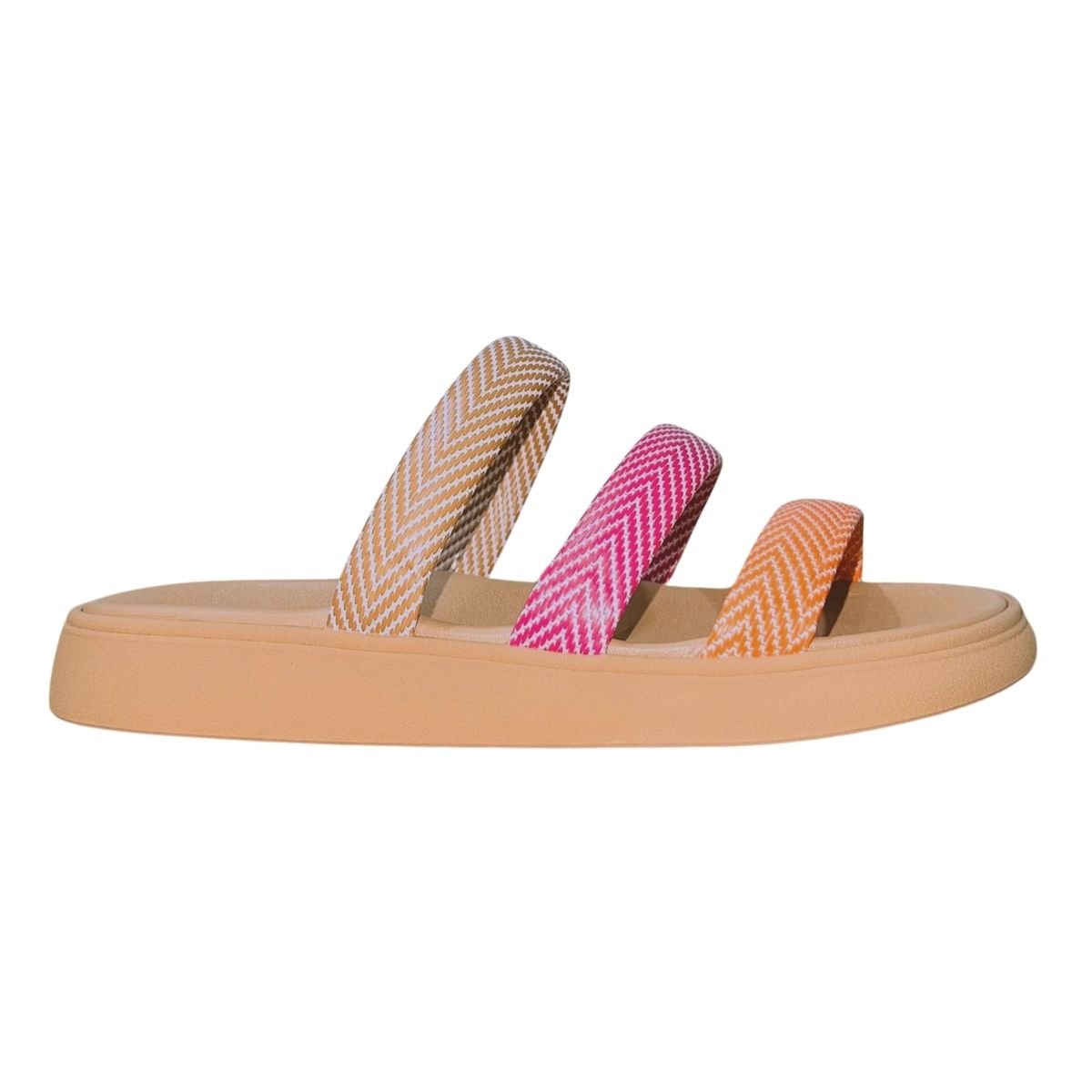 Sandália Rasteira Slide de Tiras Feminino Moleca 5469.146 Nude