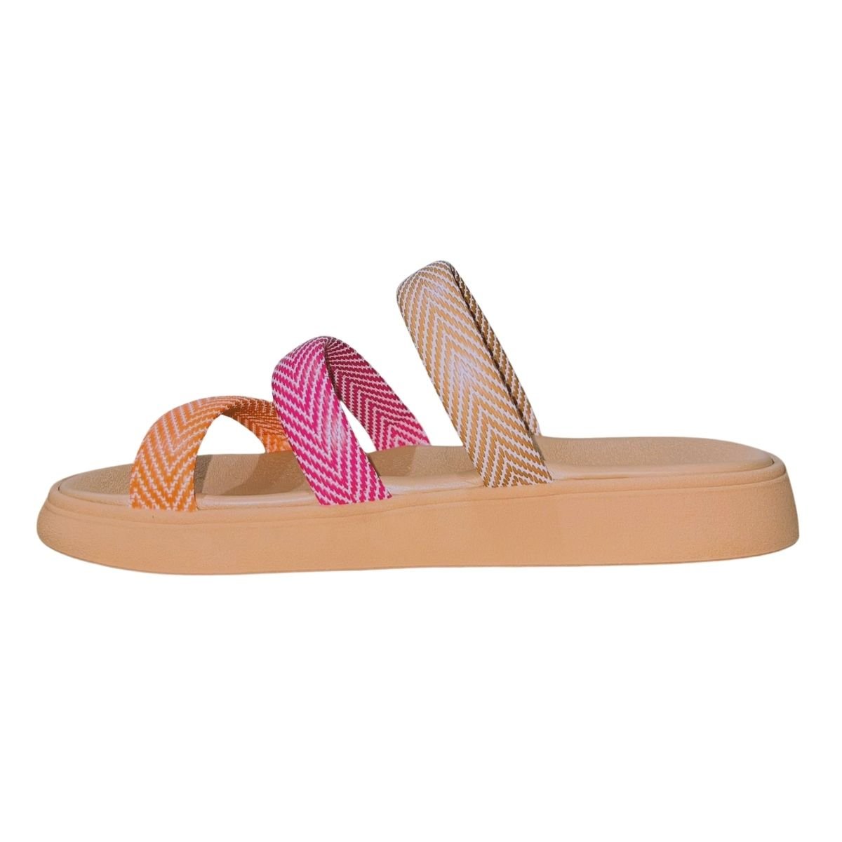 Sandália Rasteira Slide de Tiras Feminino Moleca 5469.146 Nude Nude 4